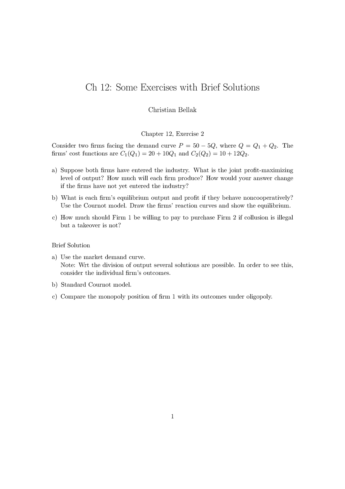 Chapter 12 Exercises - Ch 12: Some Exercises With Brief Solutions ...