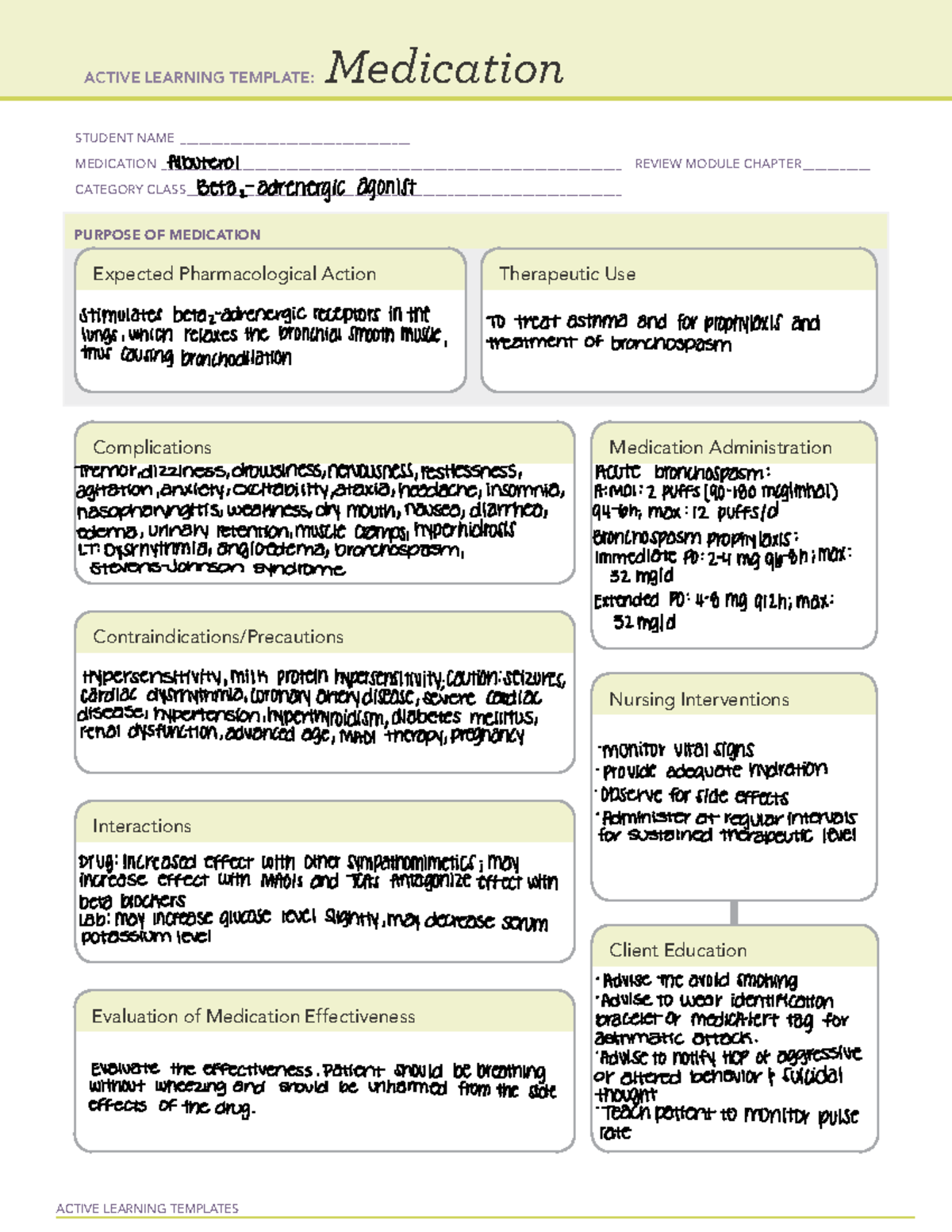 Active Learning Template Albuterol - ACTIVE LEARNING TEMPLATES ...