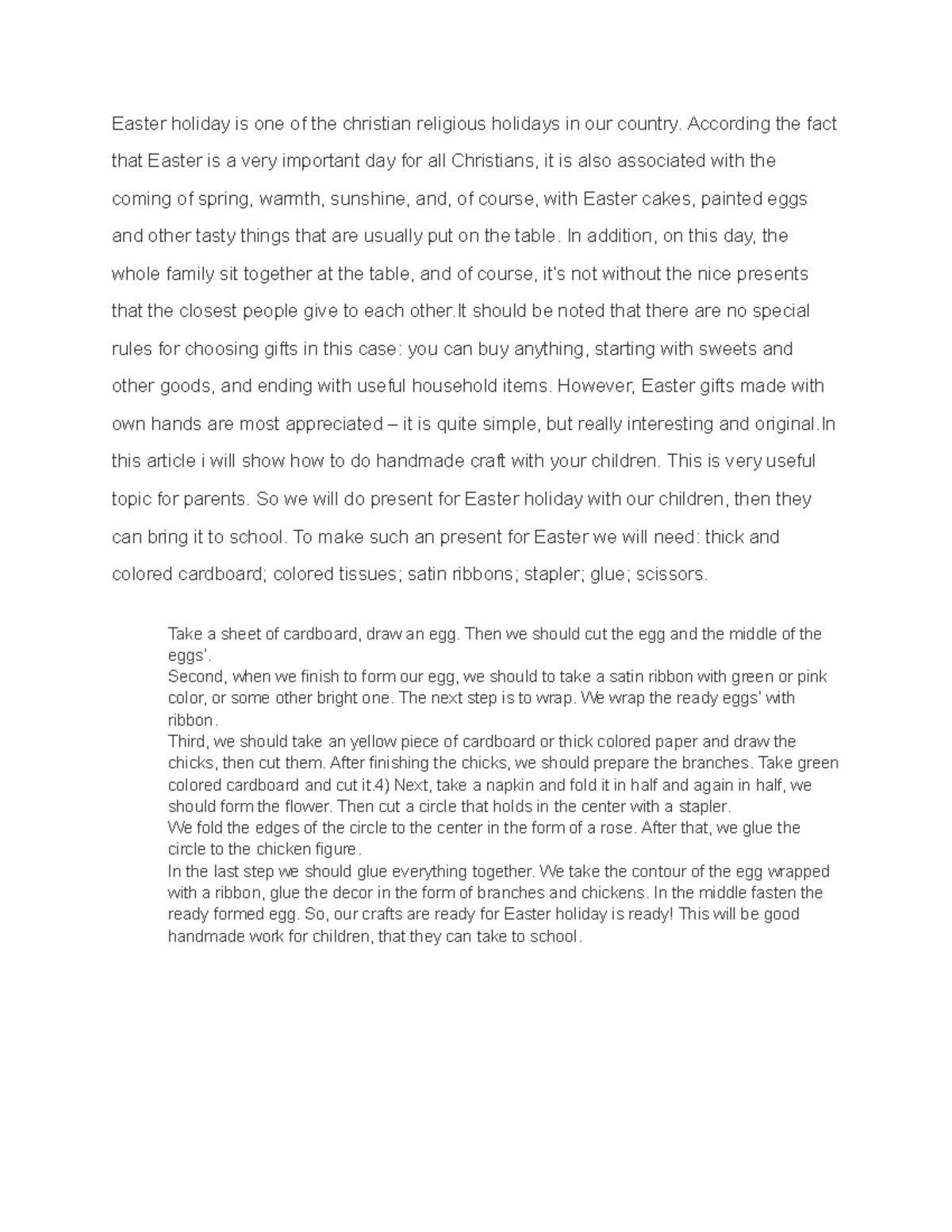 Descriptive Essay on Making Easter Eggs - Easter holiday is one of the ...