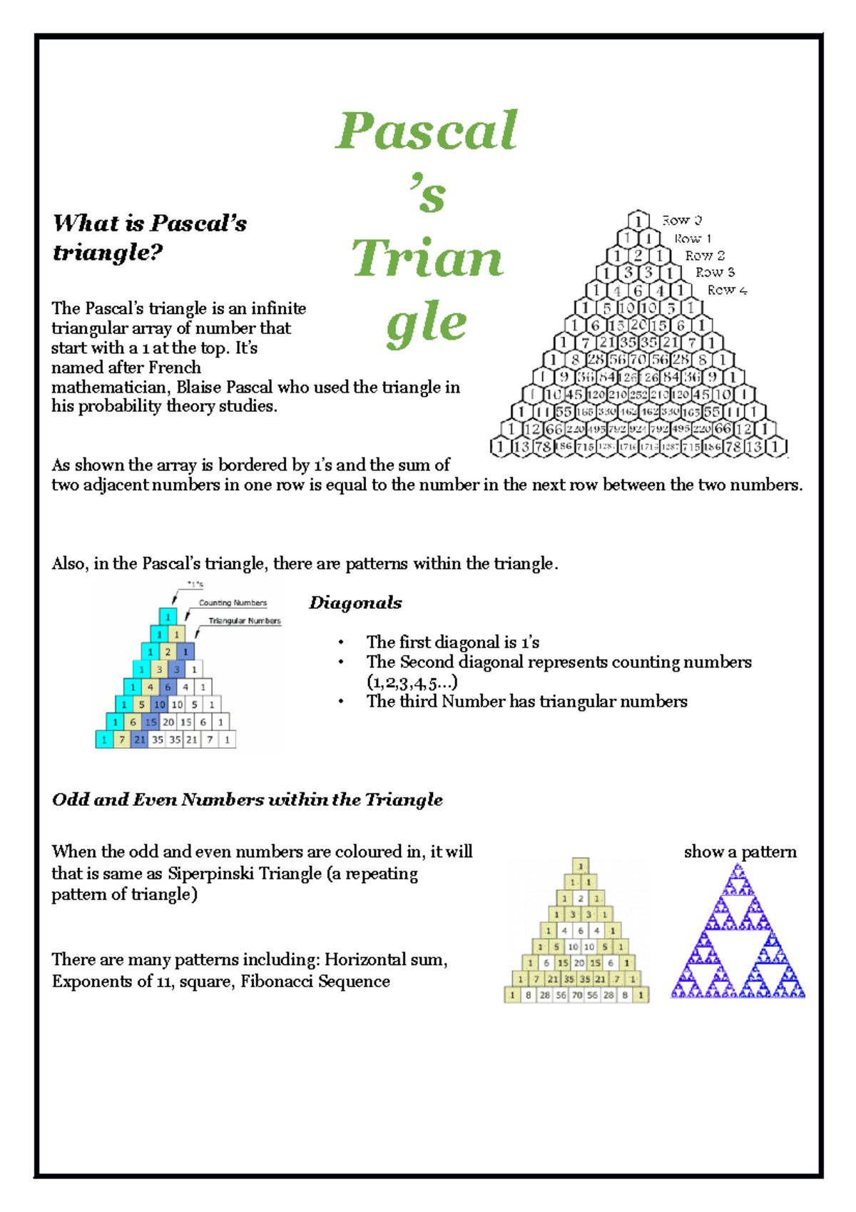 What is Pascal's Triangle - What is triangle? Pascal’s Pascal ’s Trian ...