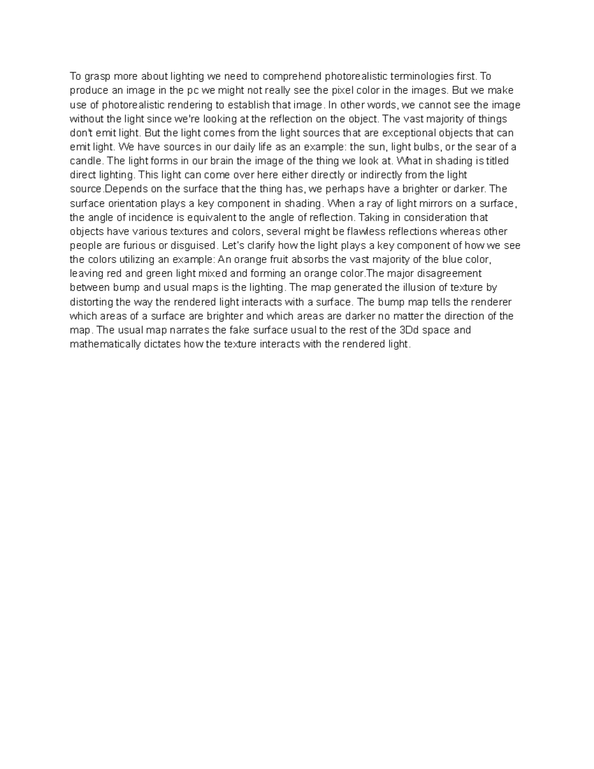 Unit 4 discussion computer graphics - To grasp more about lighting we ...