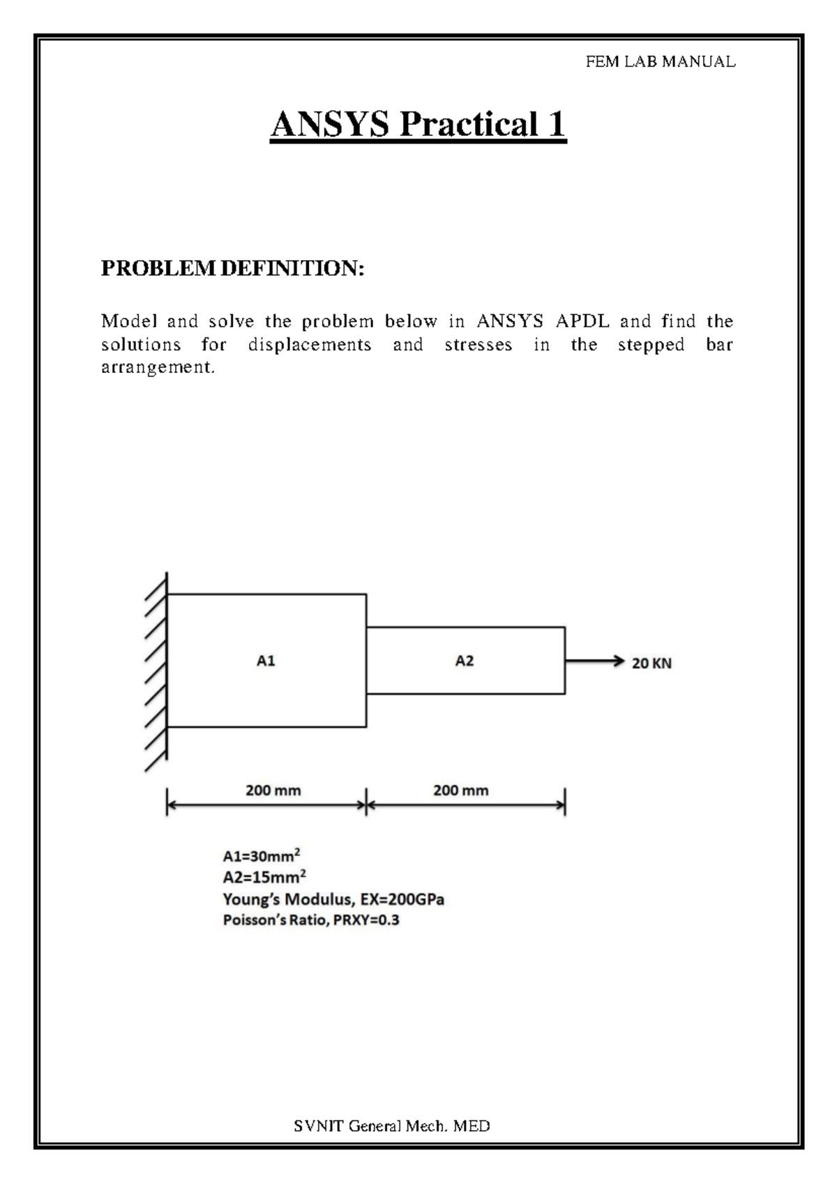 Ansys main file - Warning: TT: undefined function: 32 ANSYS Practical 1 ...