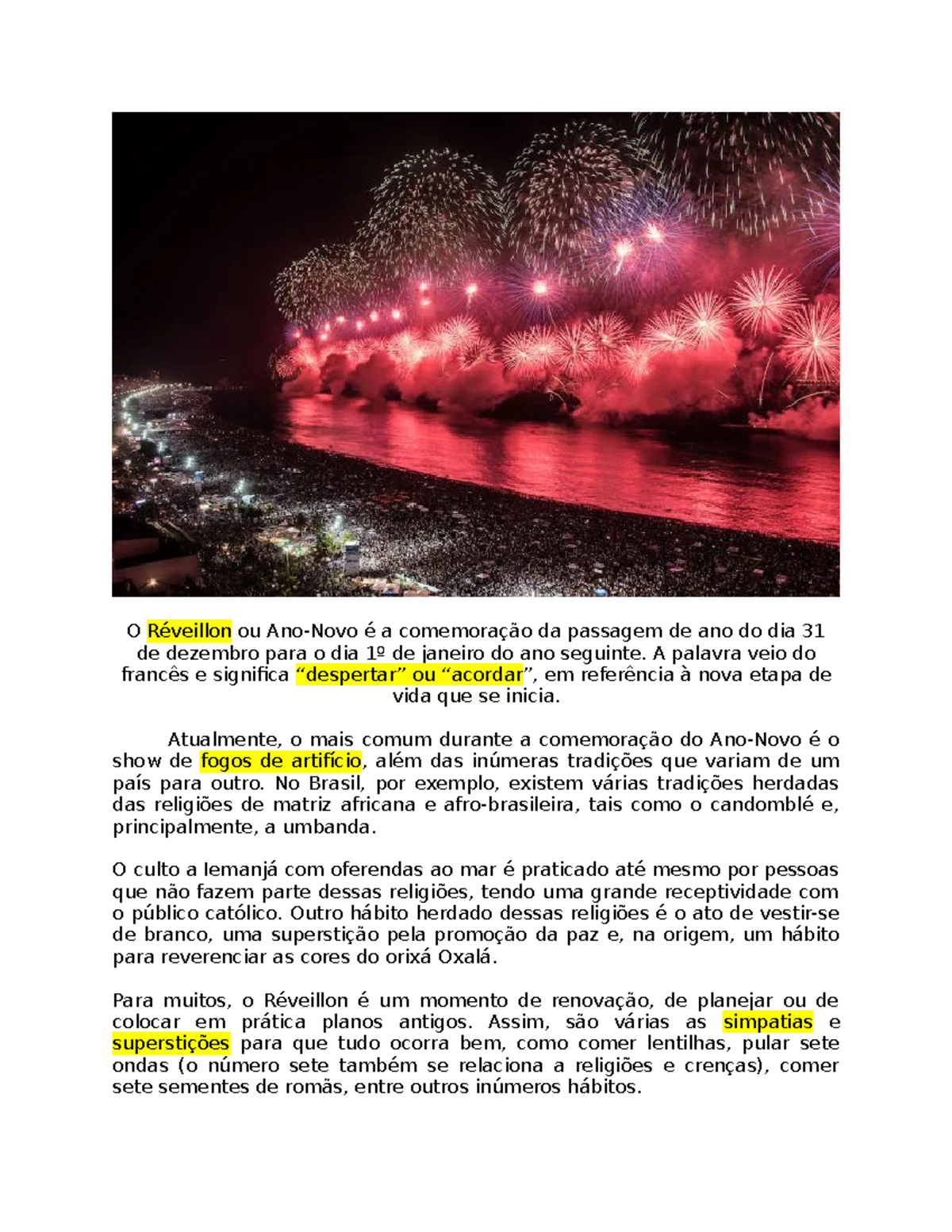 O Réveillon - Conversaçao Portugues - O Réveillon ou Ano-Novo é a ...