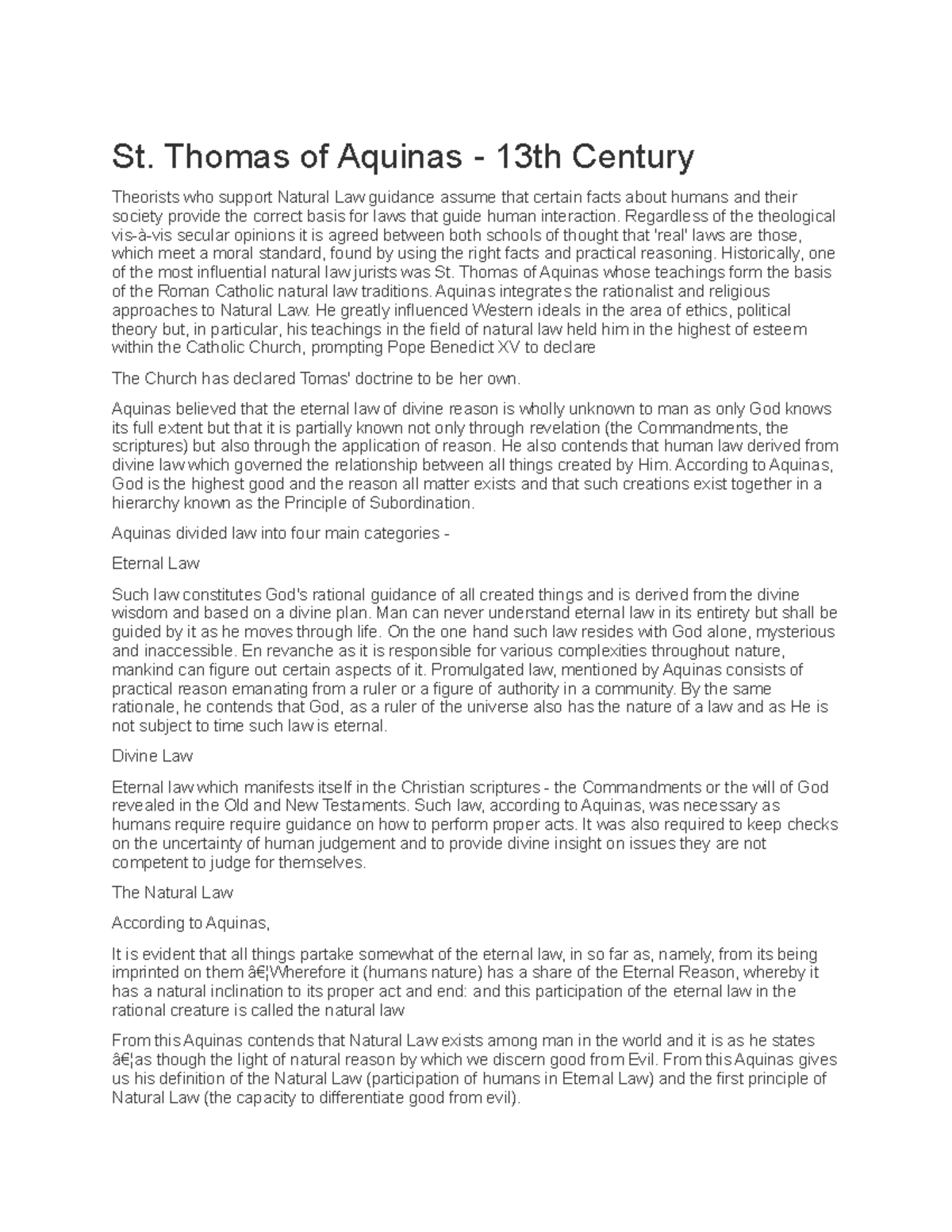 Natural law st thomas - St. Thomas of Aquinas - 13th Century Theorists ...