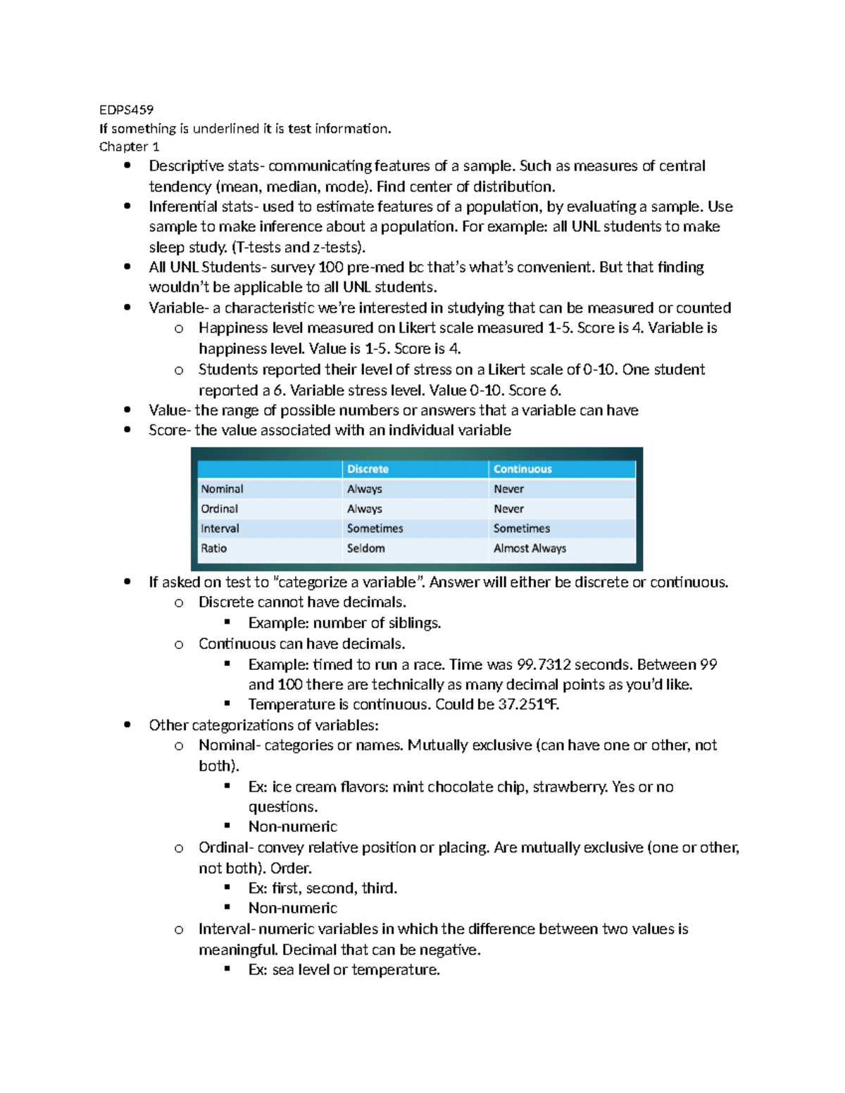 Stats note - Lecture notes. - EDPS If something is underlined it is ...
