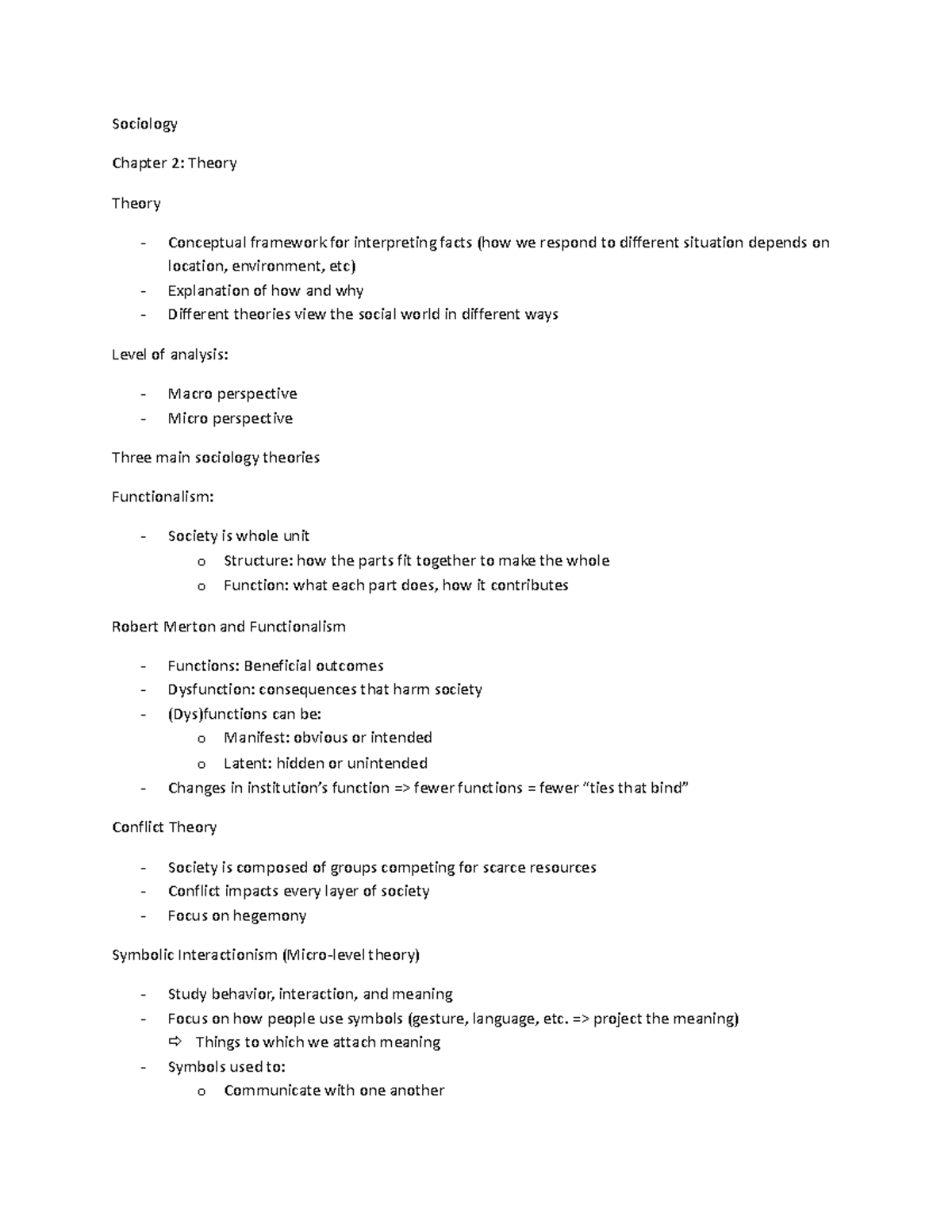 Sociology Chapter 2 Sociology Chapter 2 Theory Theory Conceptual