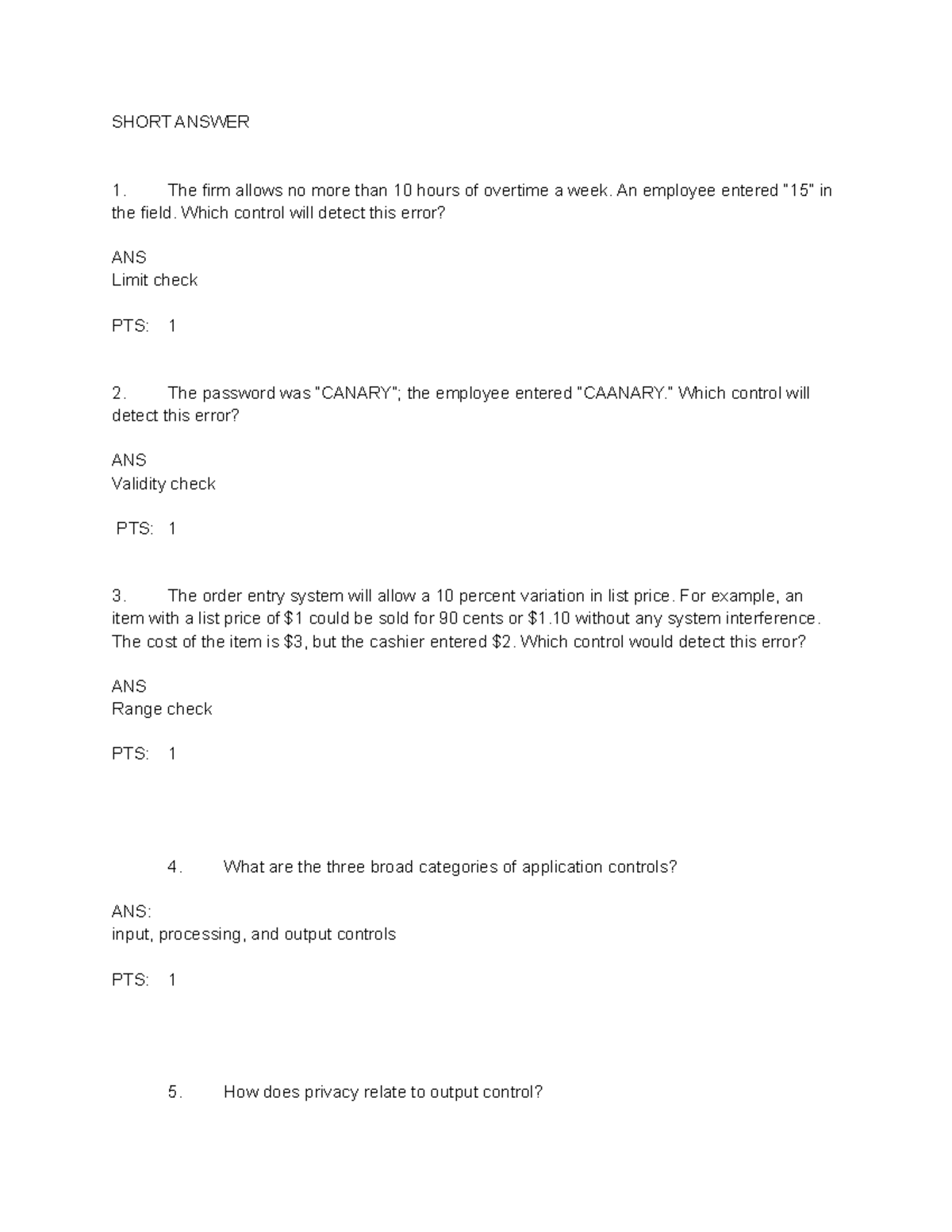 7. Supplement Use well SHORT ANSWER The firm allows no more than 10