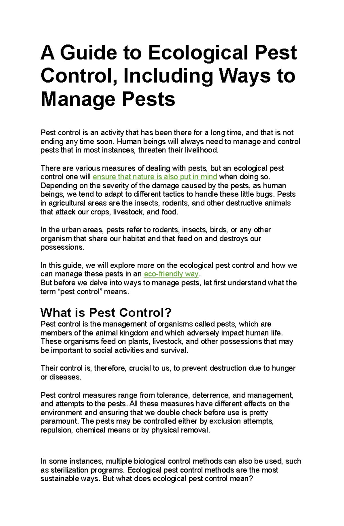 A Guide to Ecological Pest Control, Including Ways to Manage Pests ...