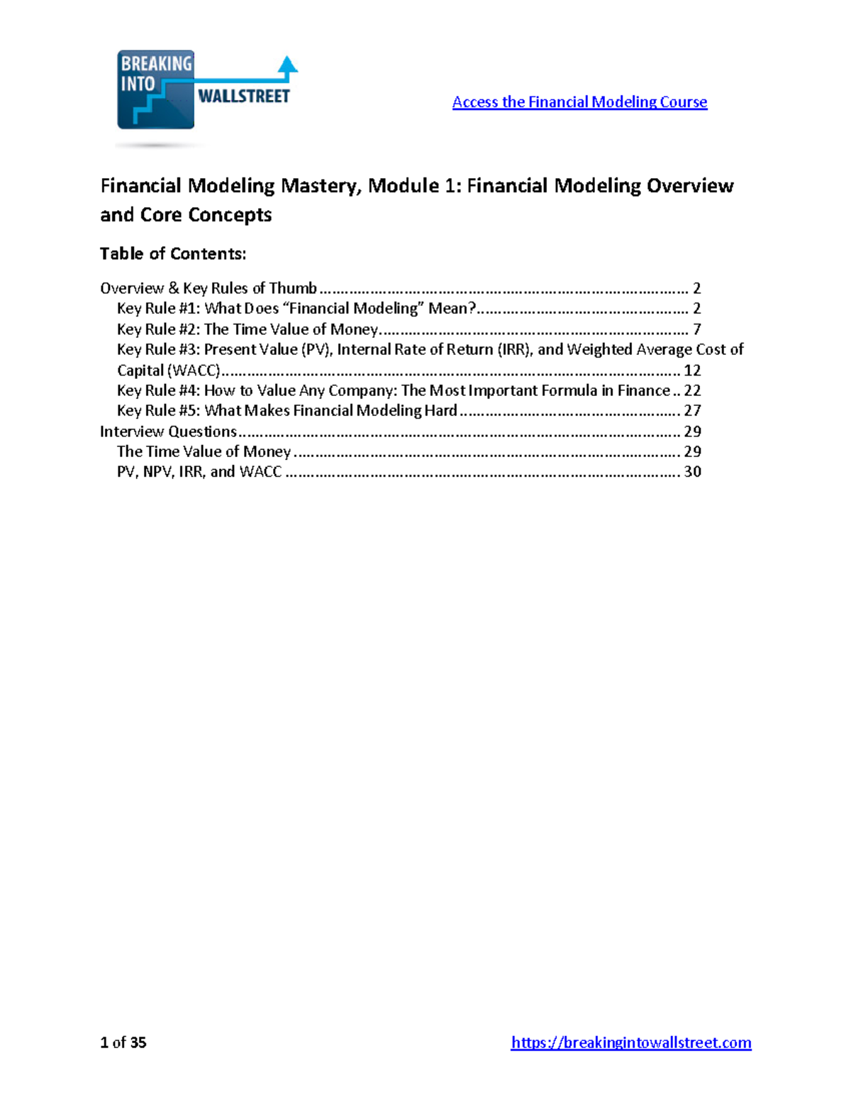 01 Modeling Core Concepts Guide - Financial Modeling Mastery, Module 1 ...