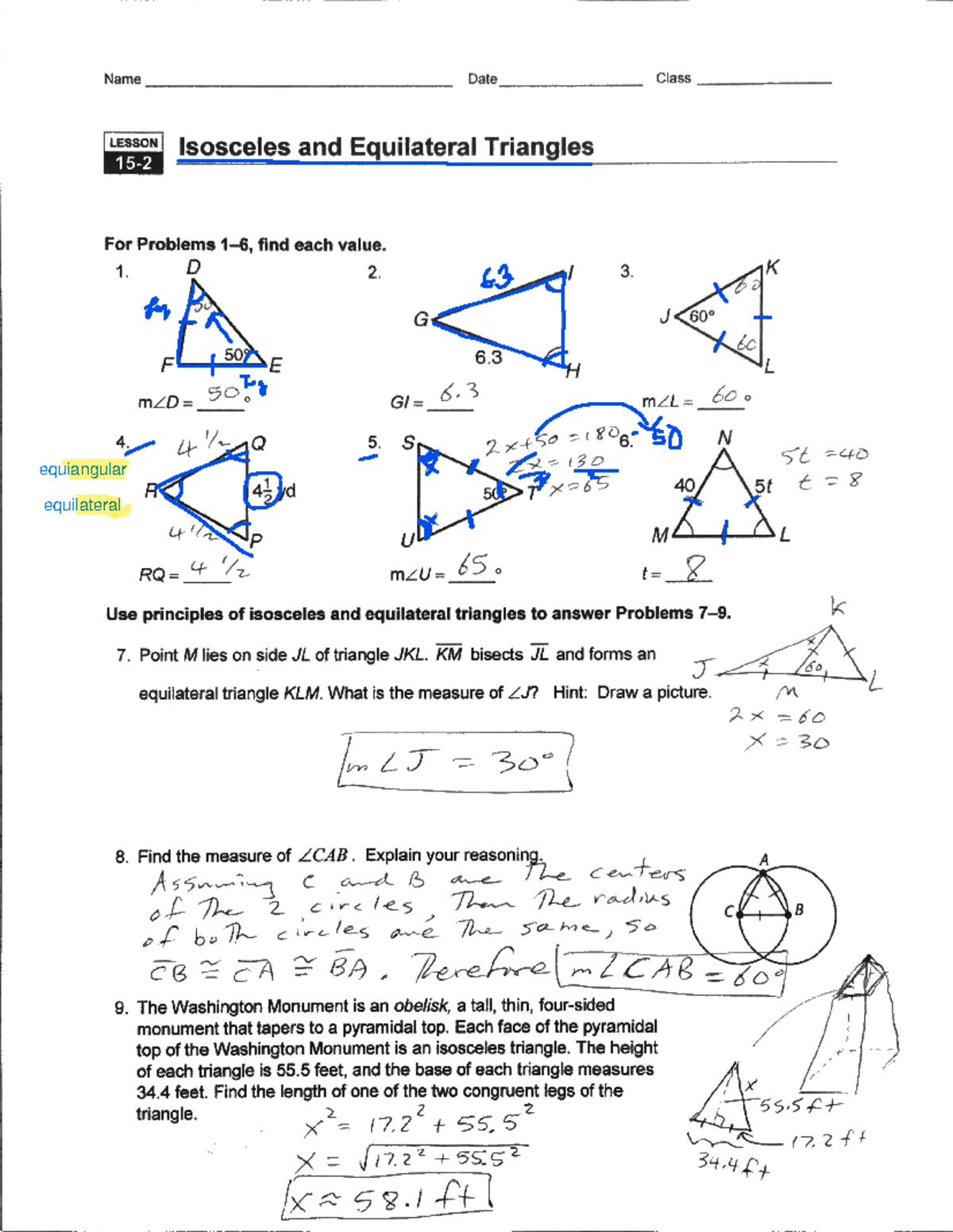 Isosceles and Equiangular Triangles - BS in Applied Mathematics - Studocu