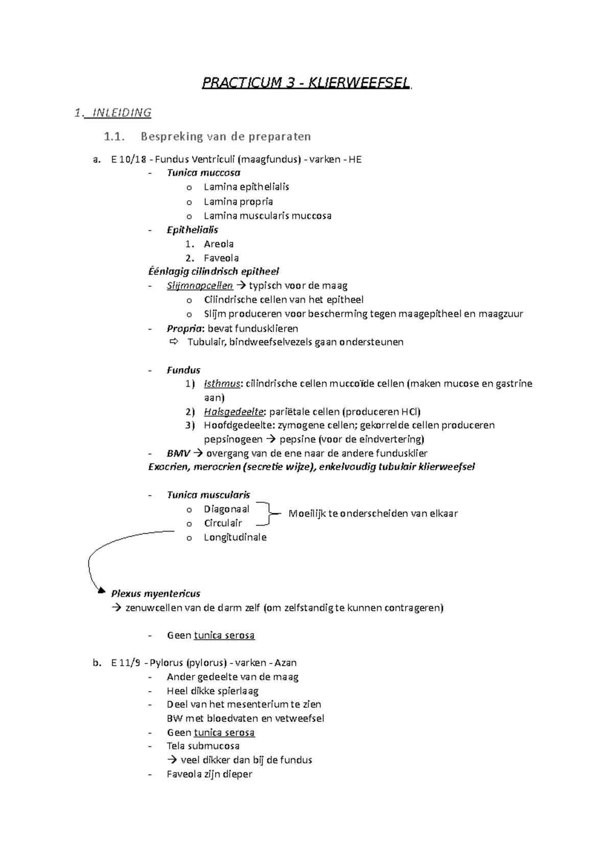 Practicum 3 Klierweefsel PRACTICUM 3 KLIERWEEFSEL 1. INLEIDING 1. Bespreking van de