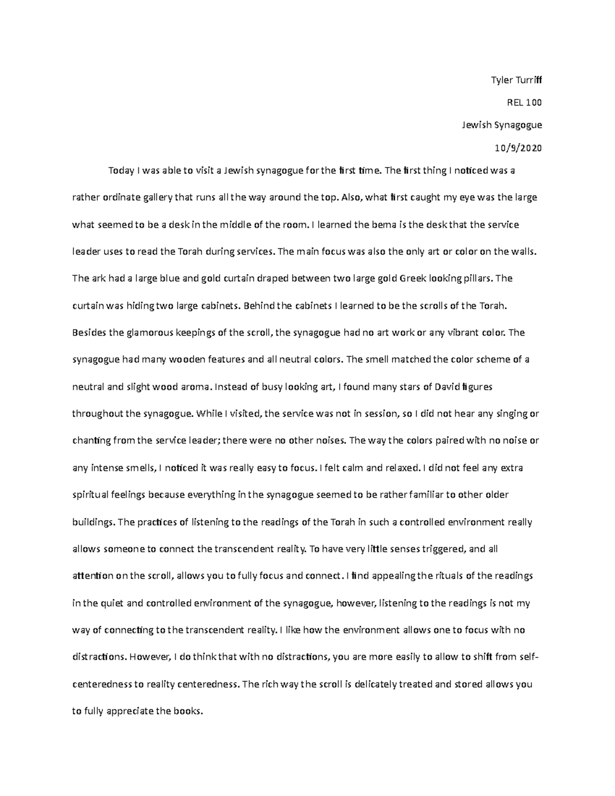 synagogue services essay