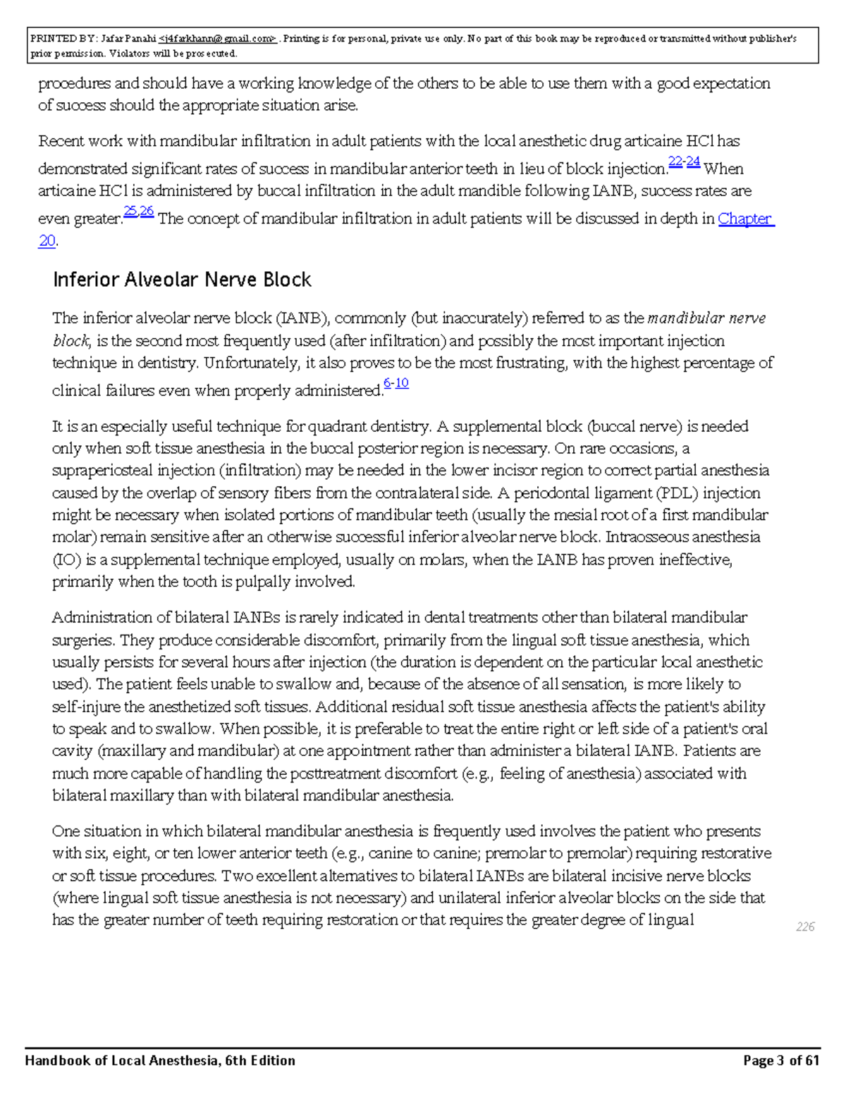 IANB inferior alveolar nerve block prior permission. Violators will