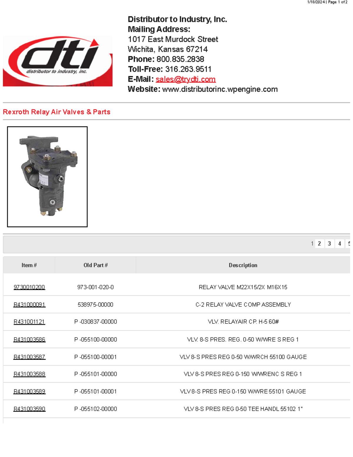 Rexroth Relay Air Valves Parts Distributor To Industry Inc Mailing