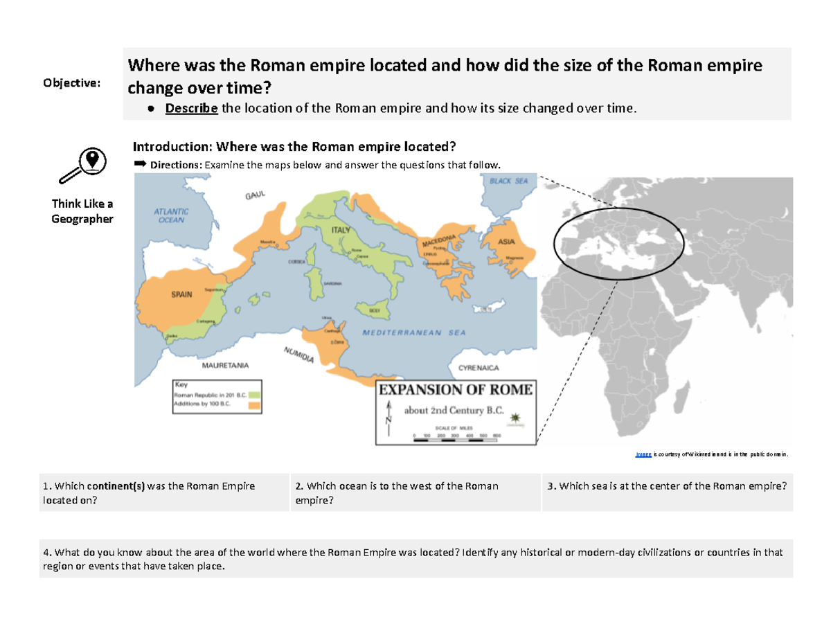 Geographic context of classical Rome - Objective: Where was the Roman ...