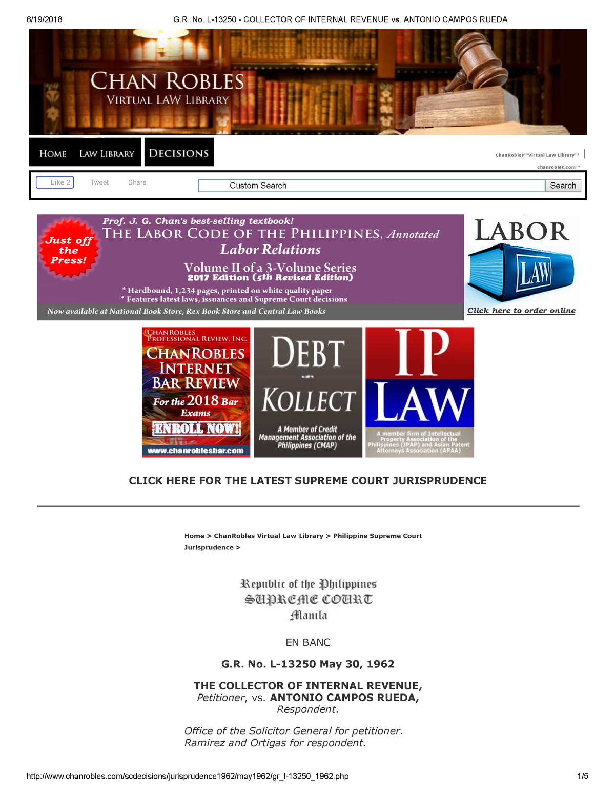 1. CIR Vs Campos Case Full Text Constitutional Law 1 - ChanRobles ...