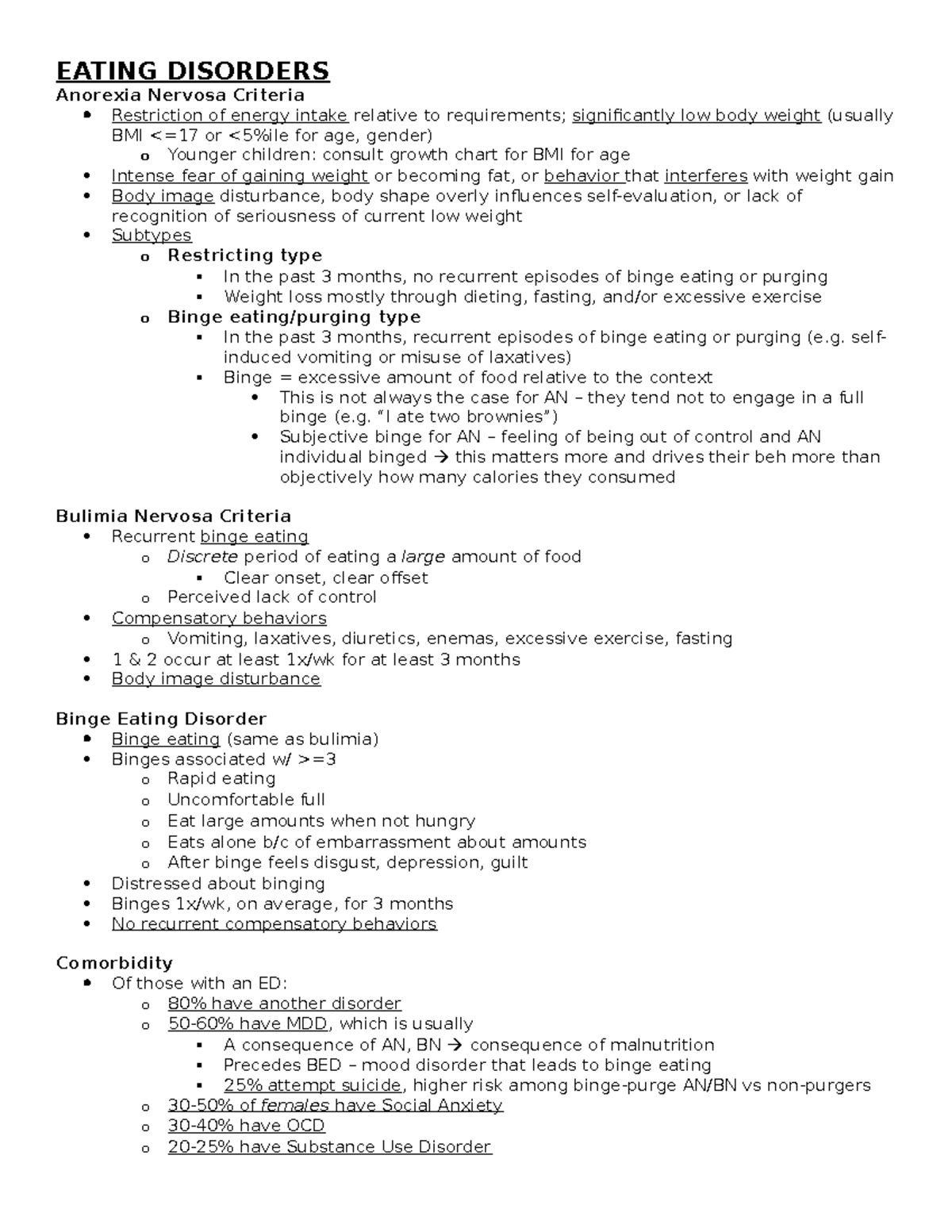 Eating Disorders - EATING DISORDERS Anorexia Nervosa Criteria ...