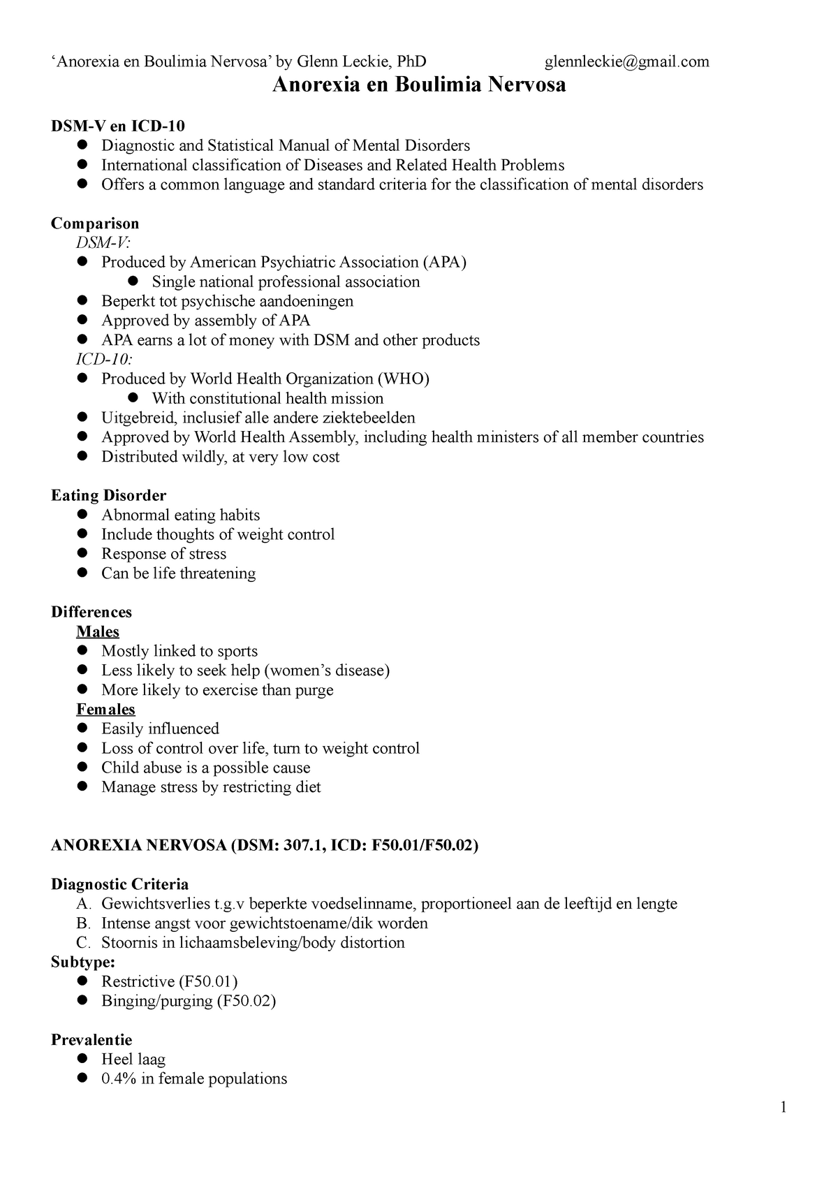 outline anorexia nervosa research paper