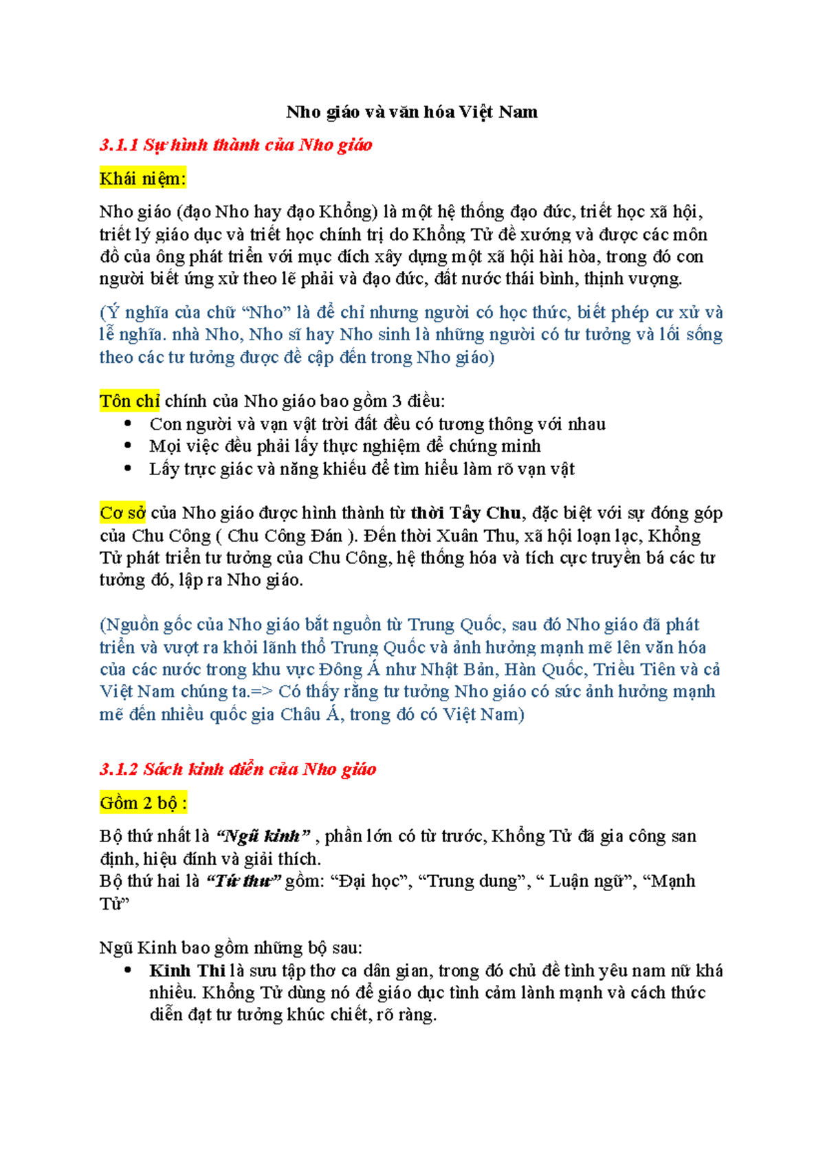 Nho giáo và văn hóa Việt Nam - 1 Sự hình thành của Nho giáo Khái niệm ...