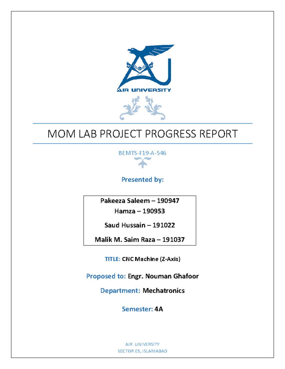 MOM LAB Project Progress Report - MOM LAB PROJECT PROGRESS REPORT BEMTS ...