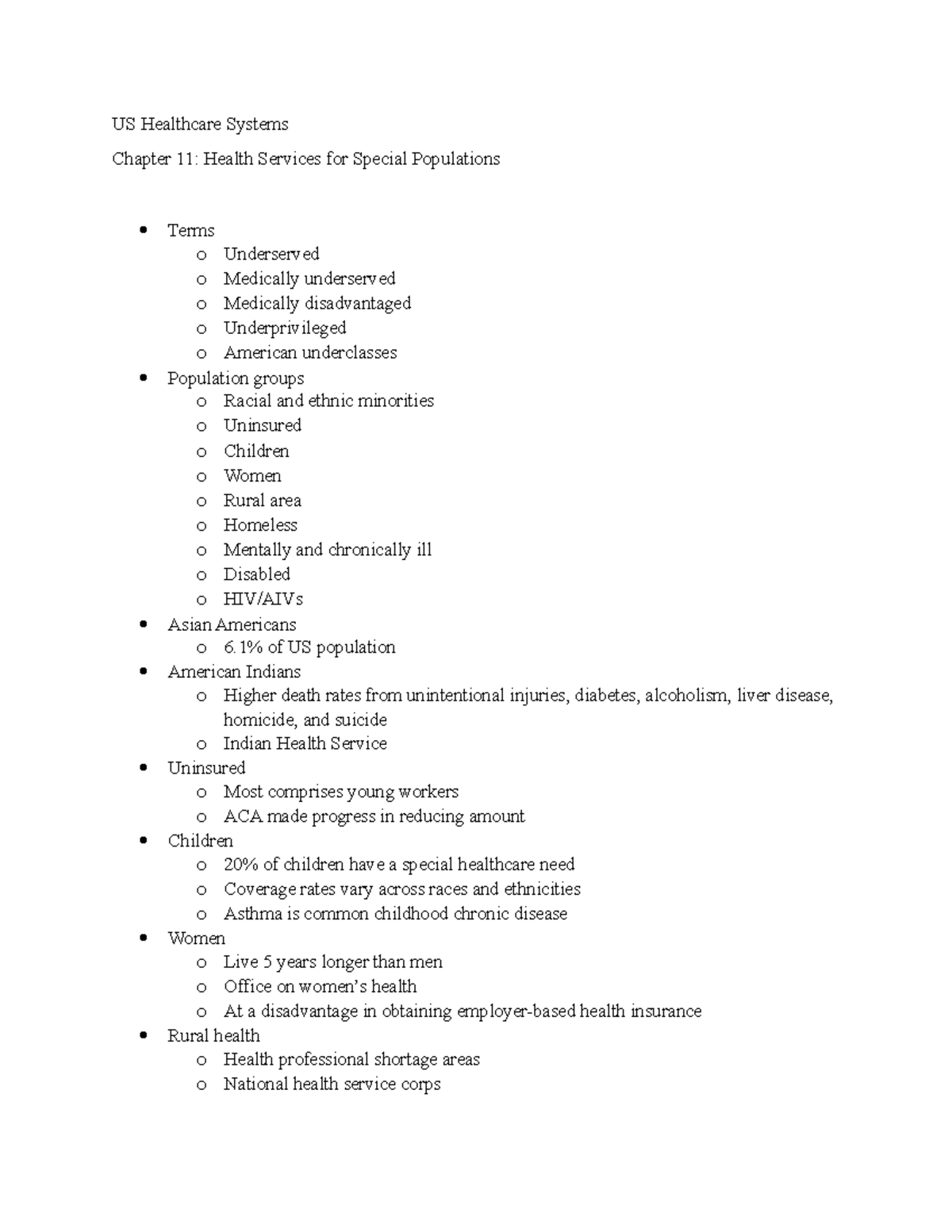 US Healthcare Systems Ch. 11 US Healthcare Systems Chapter 11 Health Services for Special