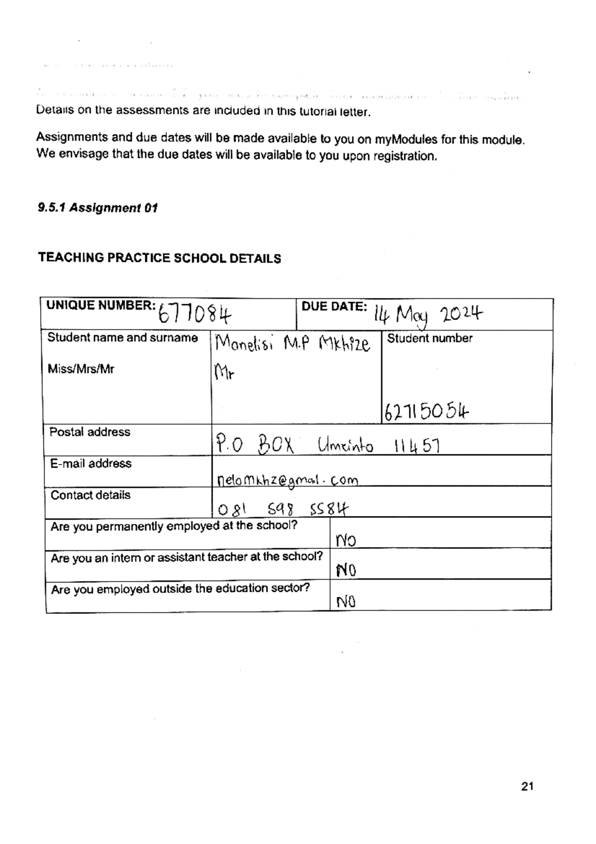 Tp 01 assignment 1 - activities for the full duration of the Teaching ...
