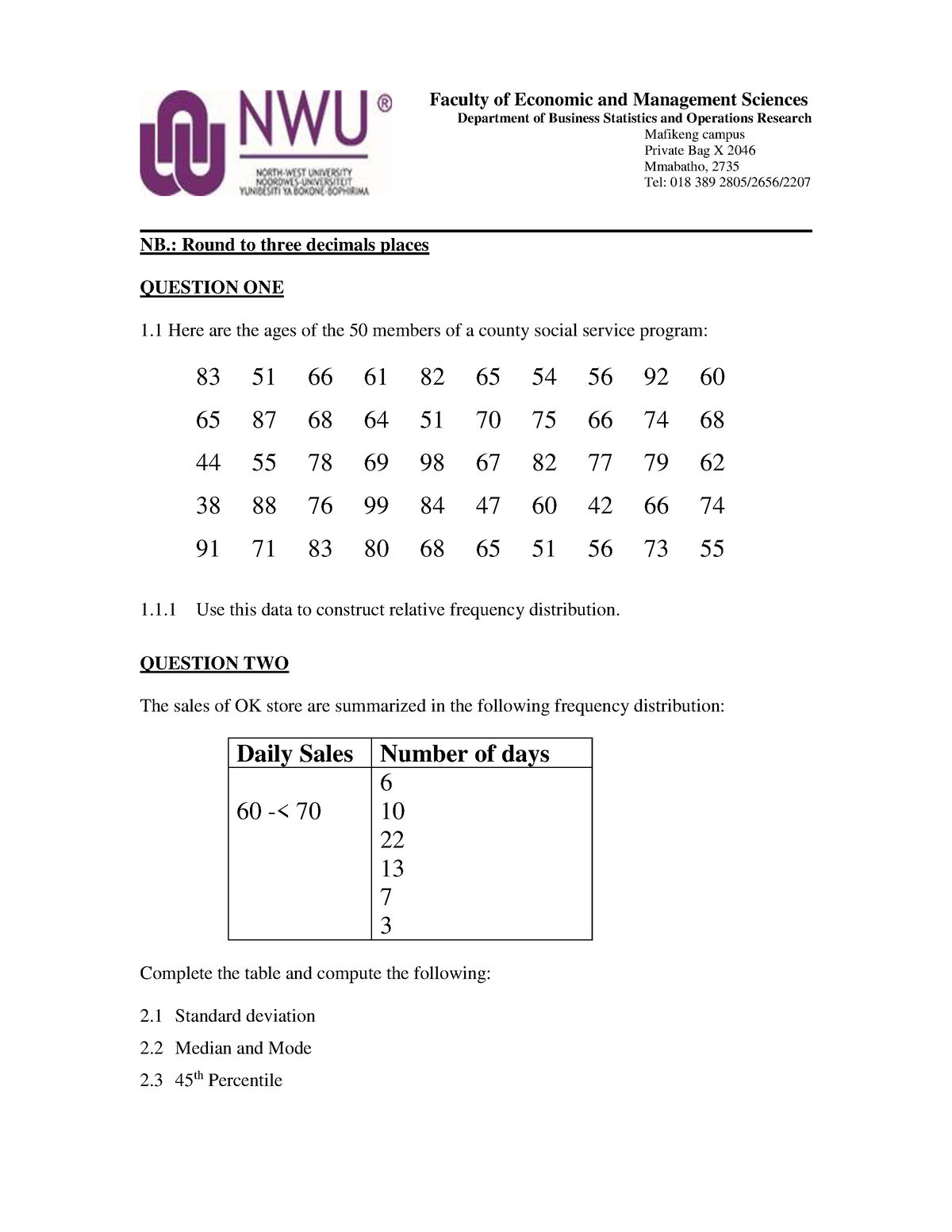 exercise-2-statistics-faculty-of-economic-and-management-sciences