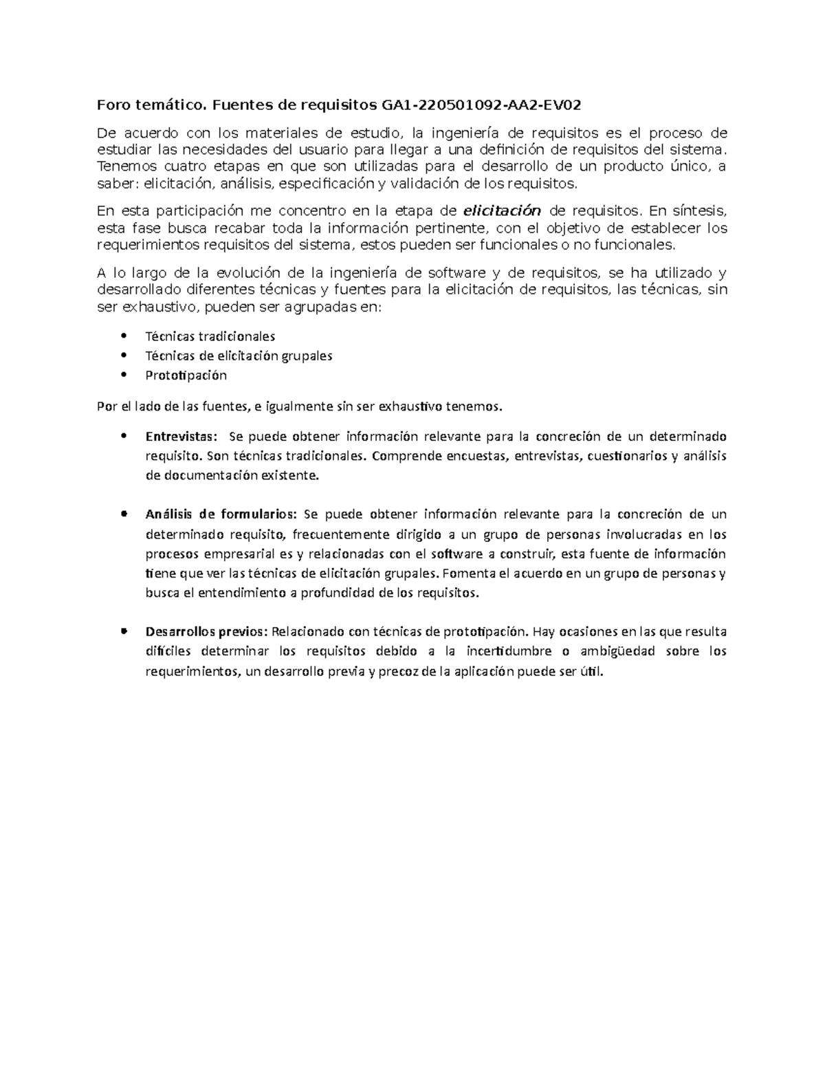 Foro Tem Tico Fuentes De Requisitos Ga Aa Ev Foro