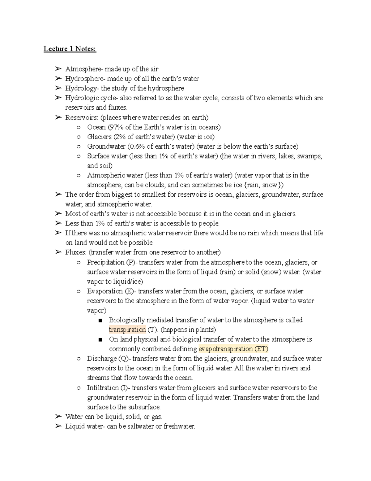EPSC Test 1 Review (personal notes) - Lecture 1 Notes: Atmosphere- made ...