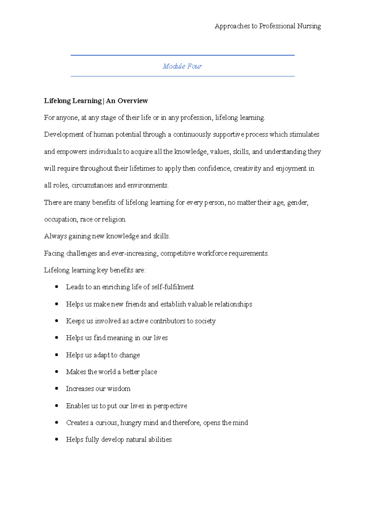 Module Four - Module Four Lifelong Learning | An Overview For anyone ...