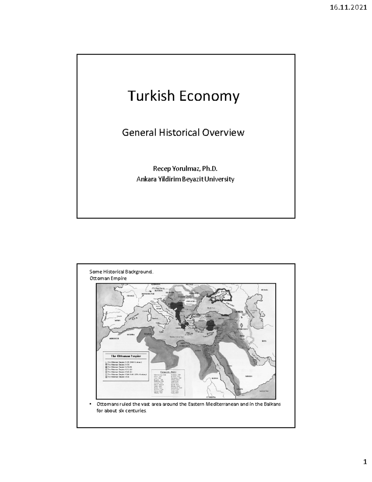 Turkish Economy Zjjskskjx Turkish Economy General Historical Overview Recep Yorulmaz, Ph