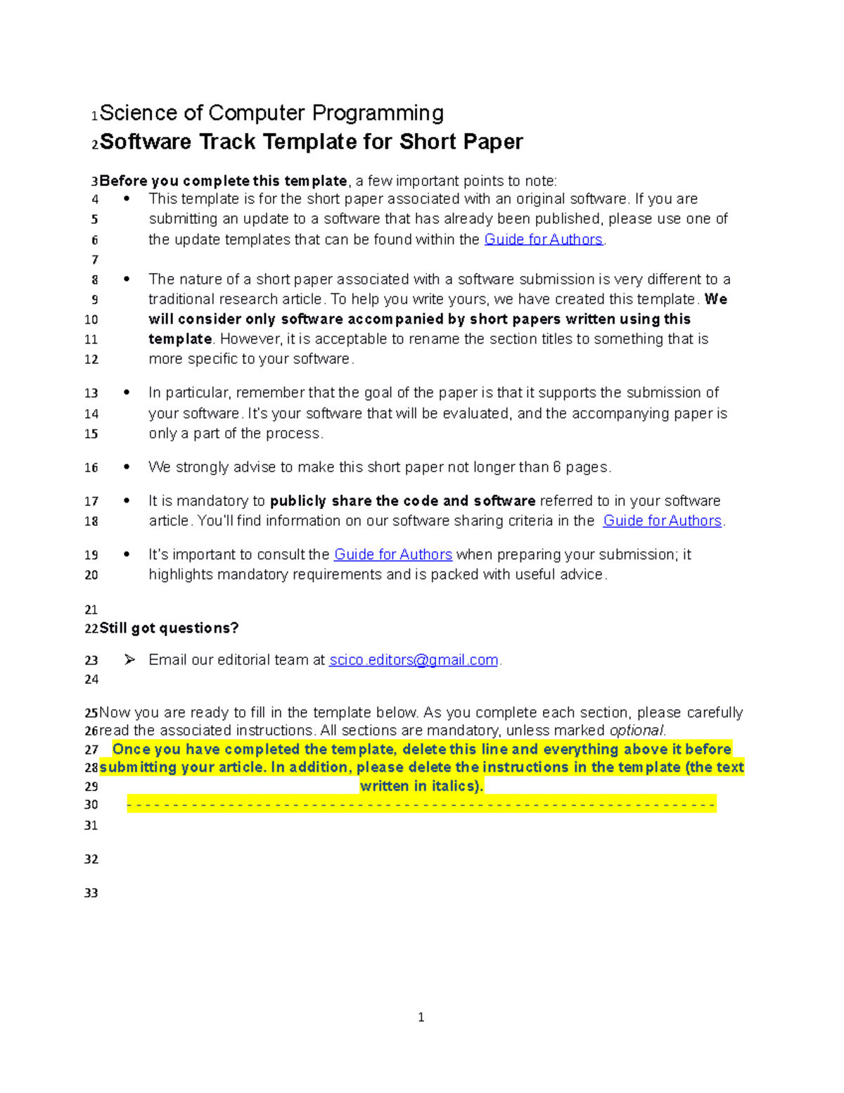 Scico-osp-template - Science - Science Of Computer Programming Software 