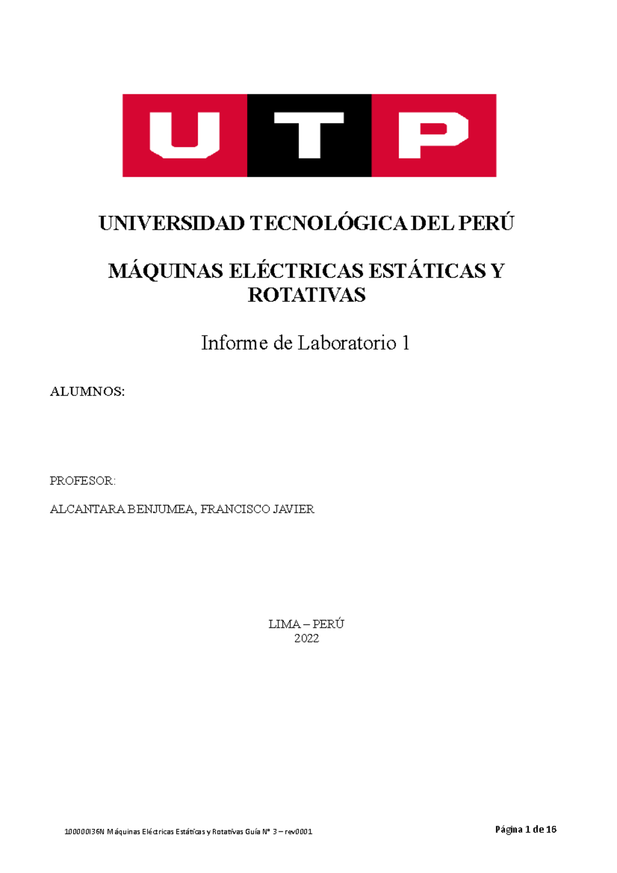 LAB3 Maquinas Electricas - UNIVERSIDAD TECNOLÓGICA DEL PERÚ MÁQUINAS ...