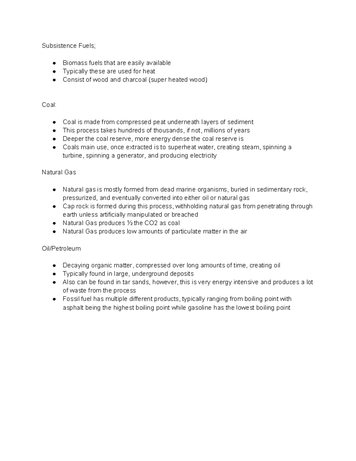 Fuel Types and Uses Notes - Subsistence Fuels; Biomass fuels that are ...