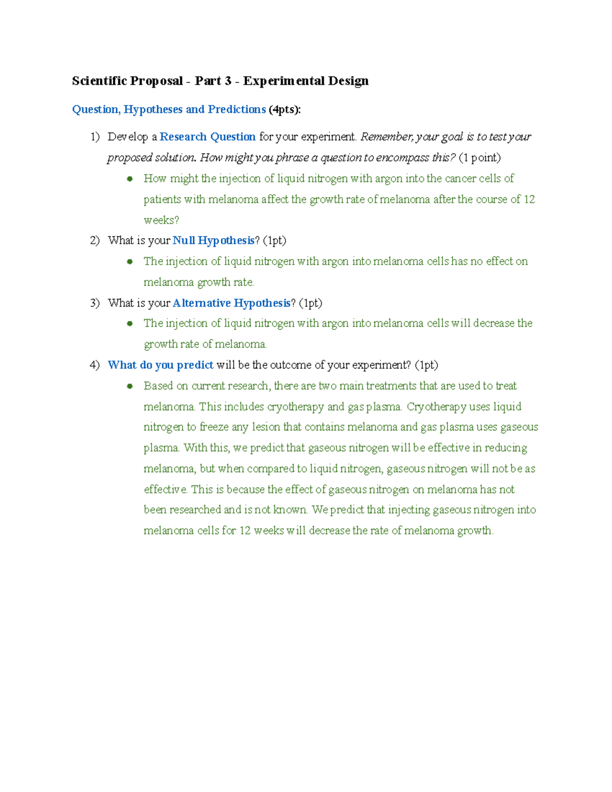 experimental design for research proposal