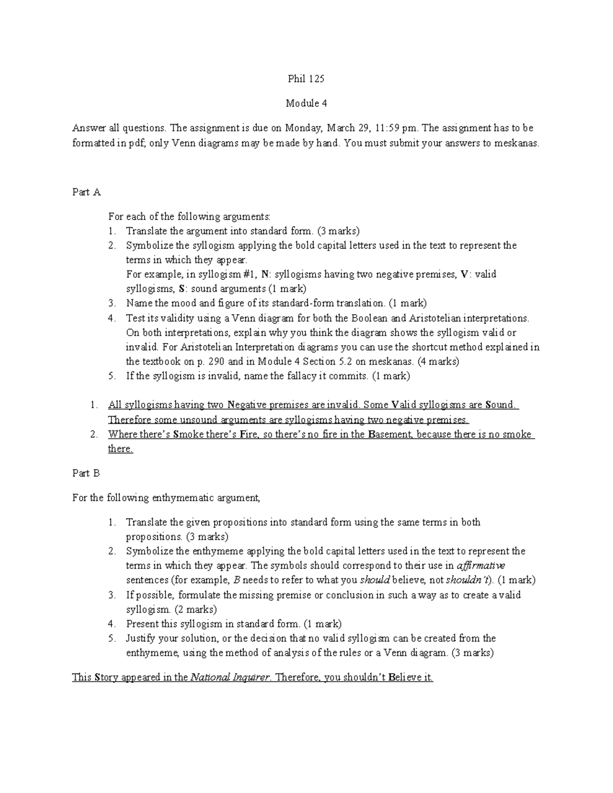 Phil 125 Module 4 Assignment Winter 2024 Phil 125 Module 4 Answer All Questions The Phil 125 Module 4 Assignment Winter 2024 Phil 125 Module 4 Answer All Questions The