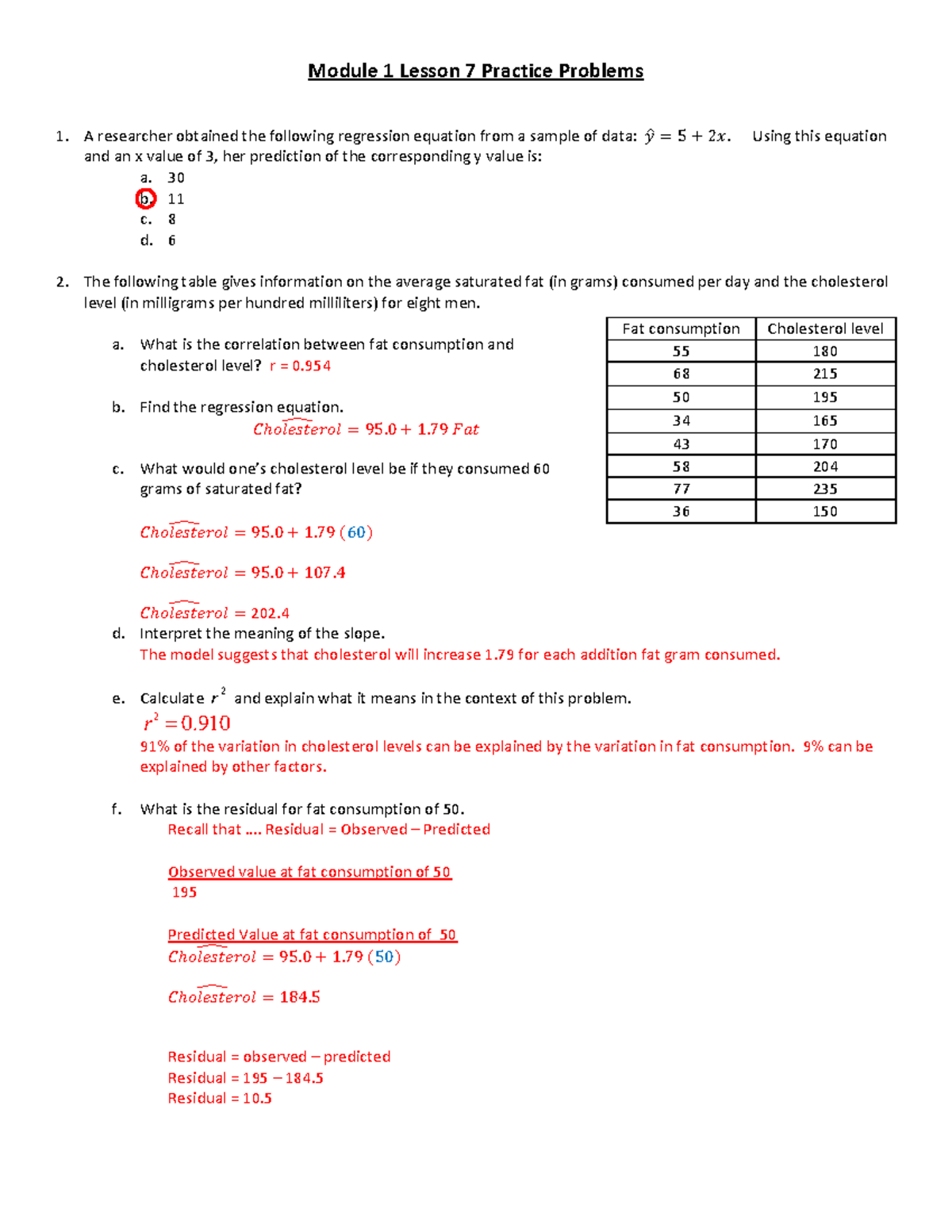 Module 1 Lesson 7 Practice Problems KEY 22 - Module 1 Lesson 7 Practice ...