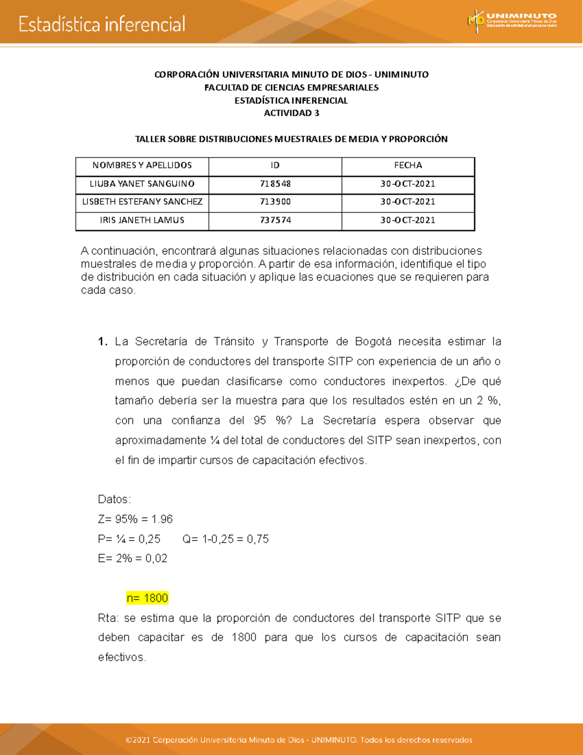 Actividad Evaluativa 3- Taller Distribuciones Muestrales De Media Y ...