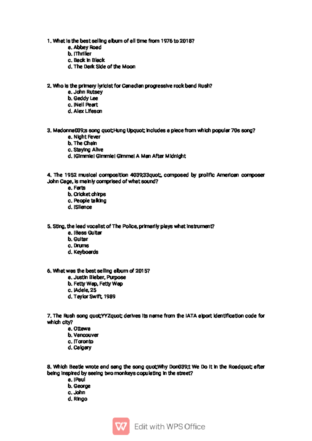 PHYS201 Progress Report Winter 2020 4 What is the best selling album