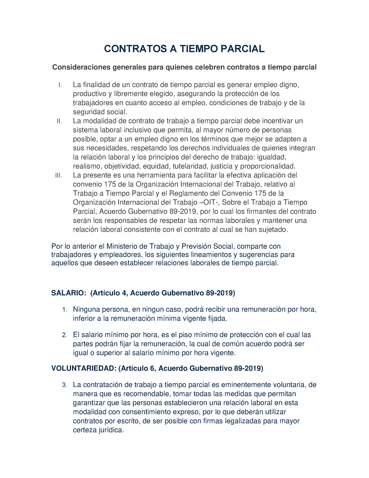 Contratos A Tiempo Parcial - CONTRATOS A TIEMPO PARCIAL Consideraciones ...