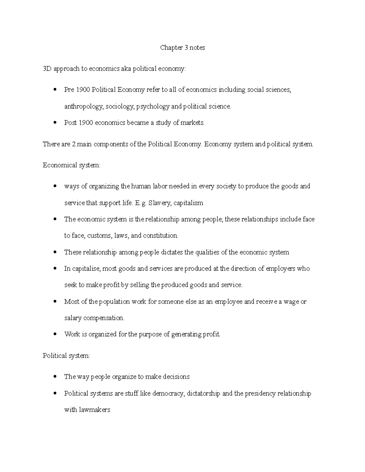 ECON 2540 Chapter 3 notes - Chapter 3 notes 3D approach to economics ...