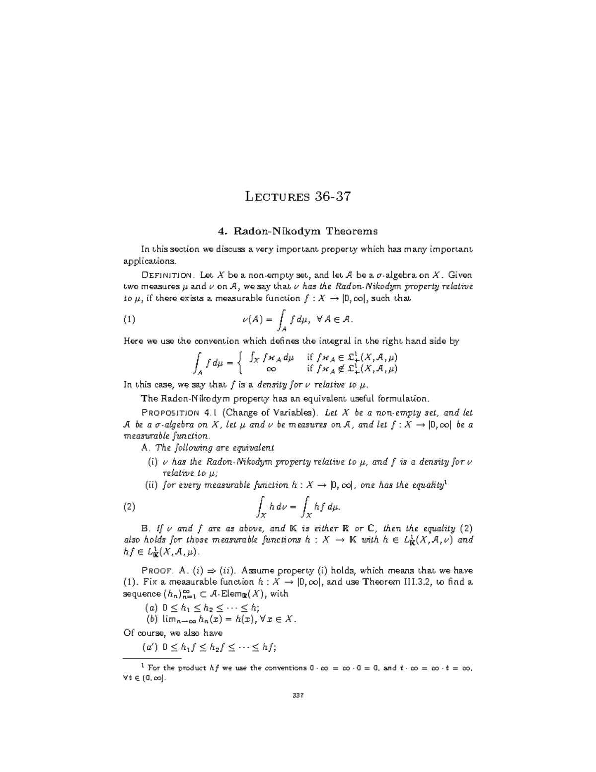 Radon-Nikodym Theorems - Mathematics -I - AMU - Studocu