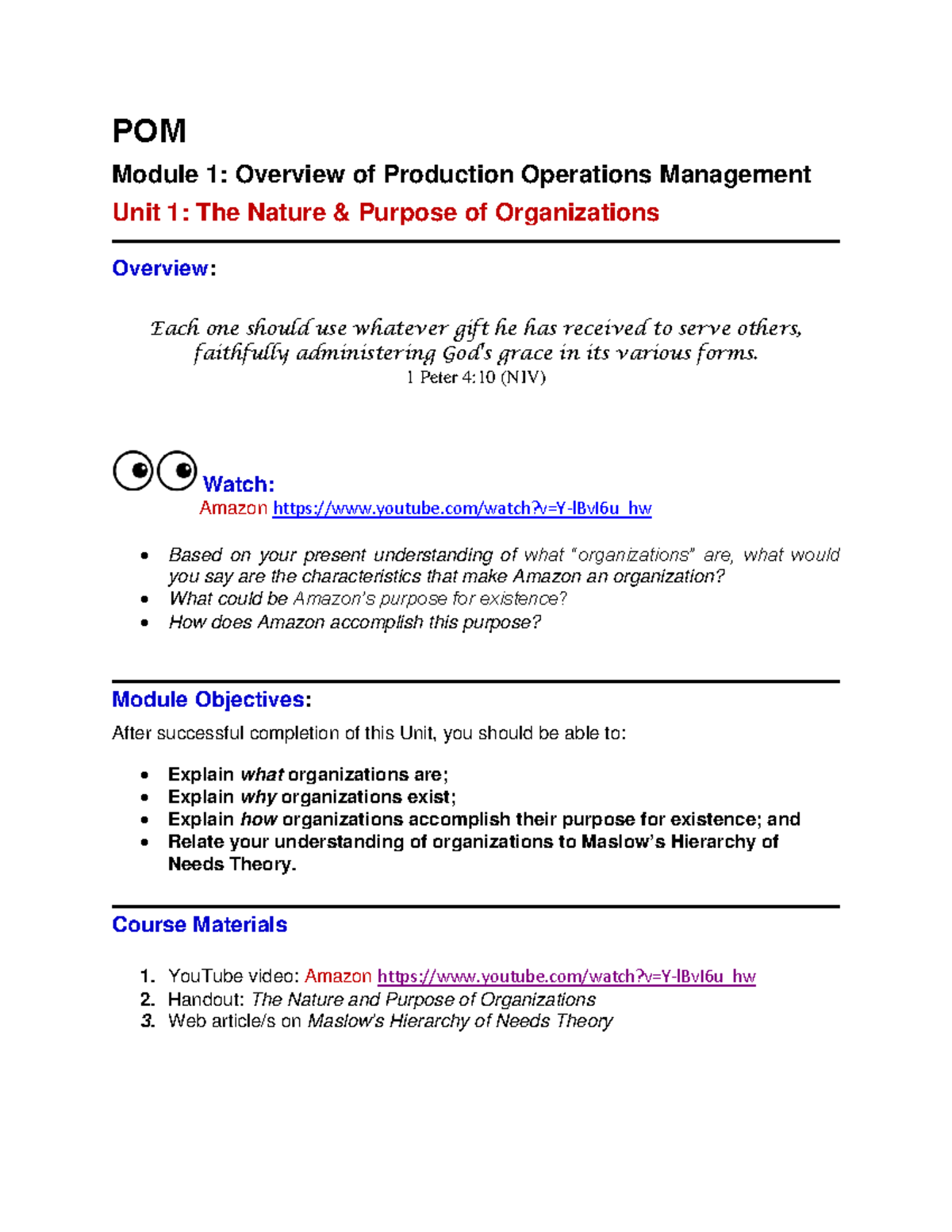 POM Vgrsbb CNN nj POM Module 1 Overview of Production Operations