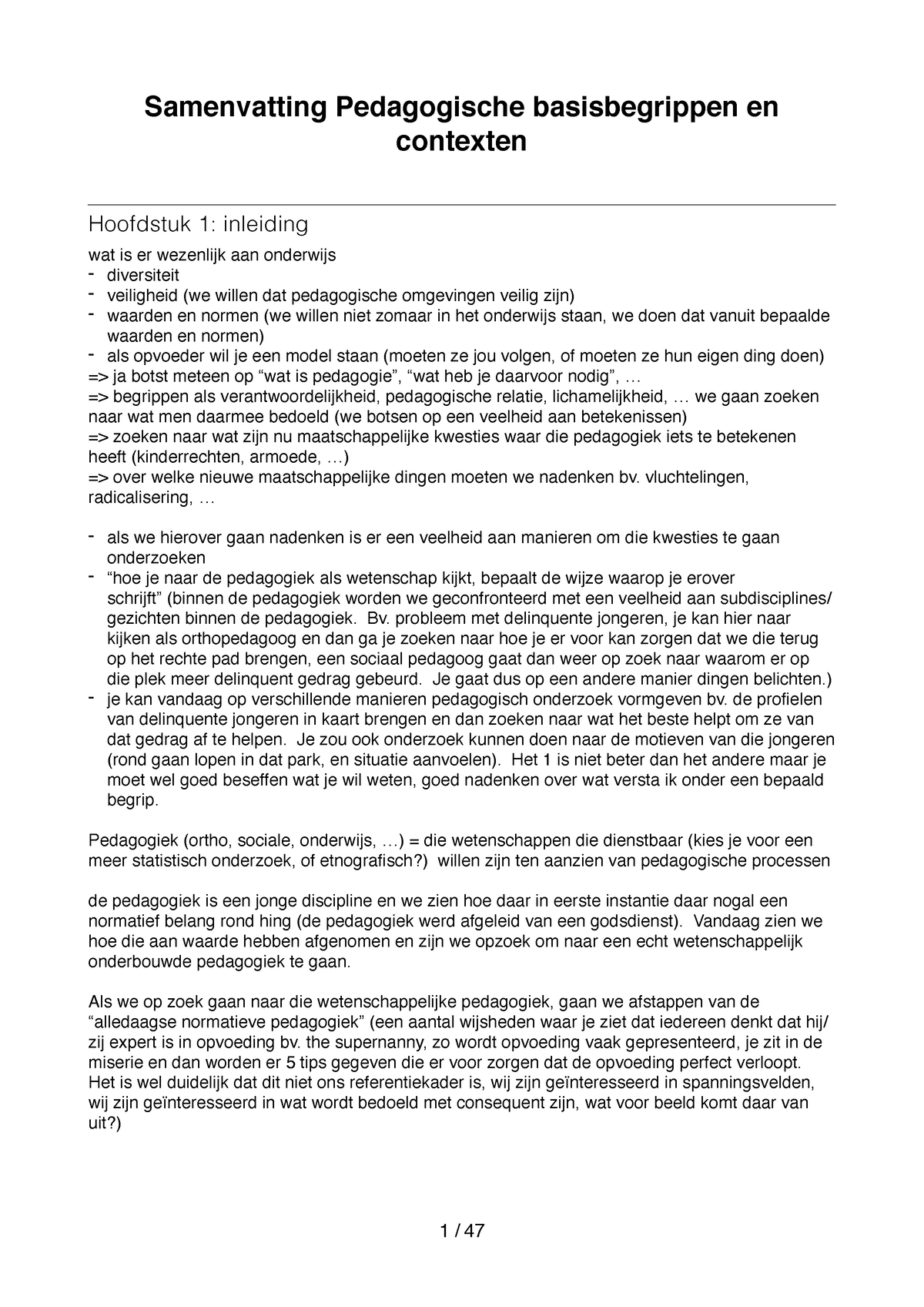 Samenvatting Basisbegrippen Van De Pedagogiek - Samenvatting ...