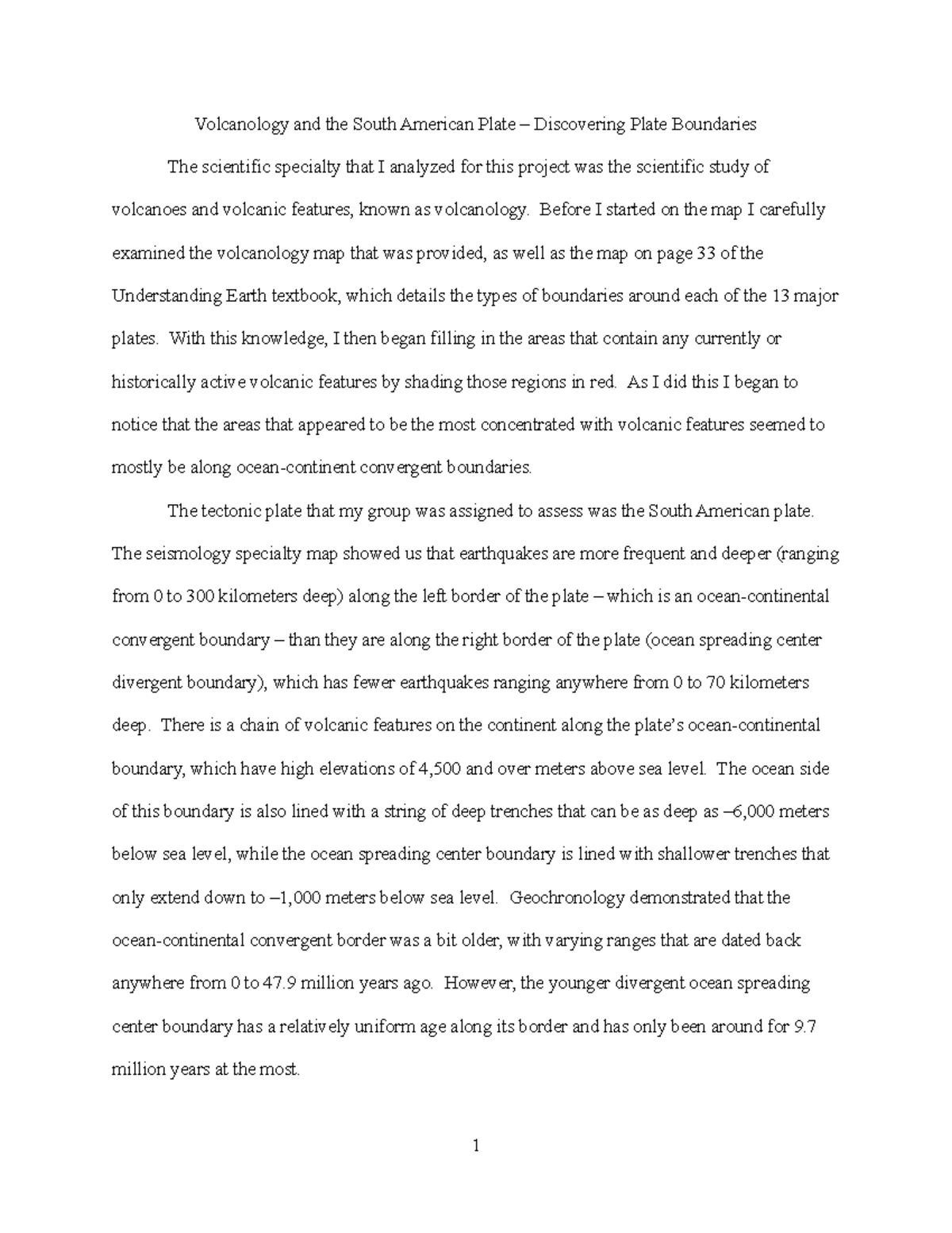 GEOL 1301 Discovering Plate Boundaries Essay Volcanology and the
