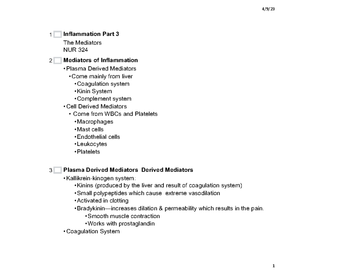 JSInflammatory+Response+Part+3 - 4/9/ 1 Inflammation Part 3 The ...