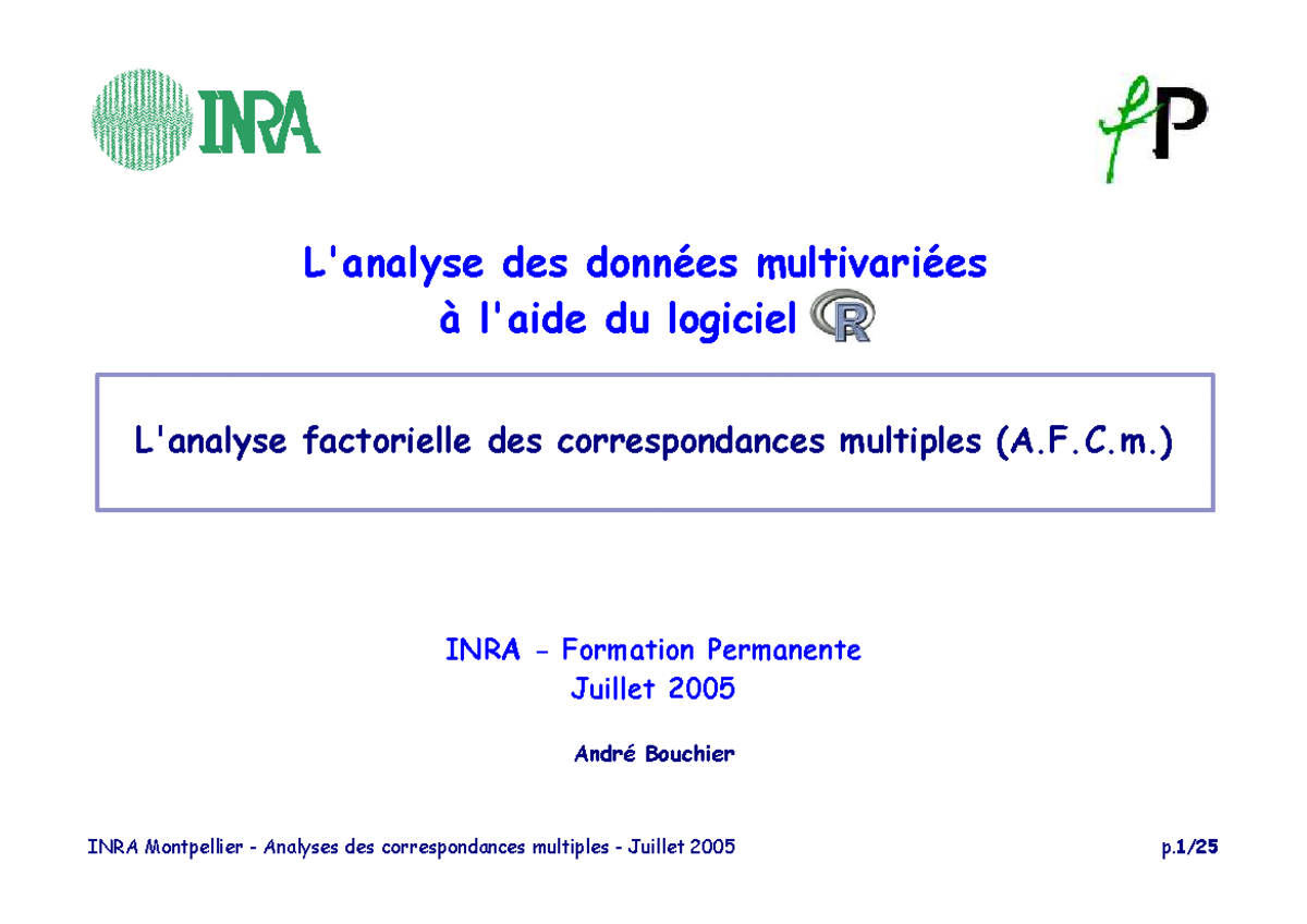 Rafcm Notes De Cours 4lanalyse Factorielle Des Correspondances