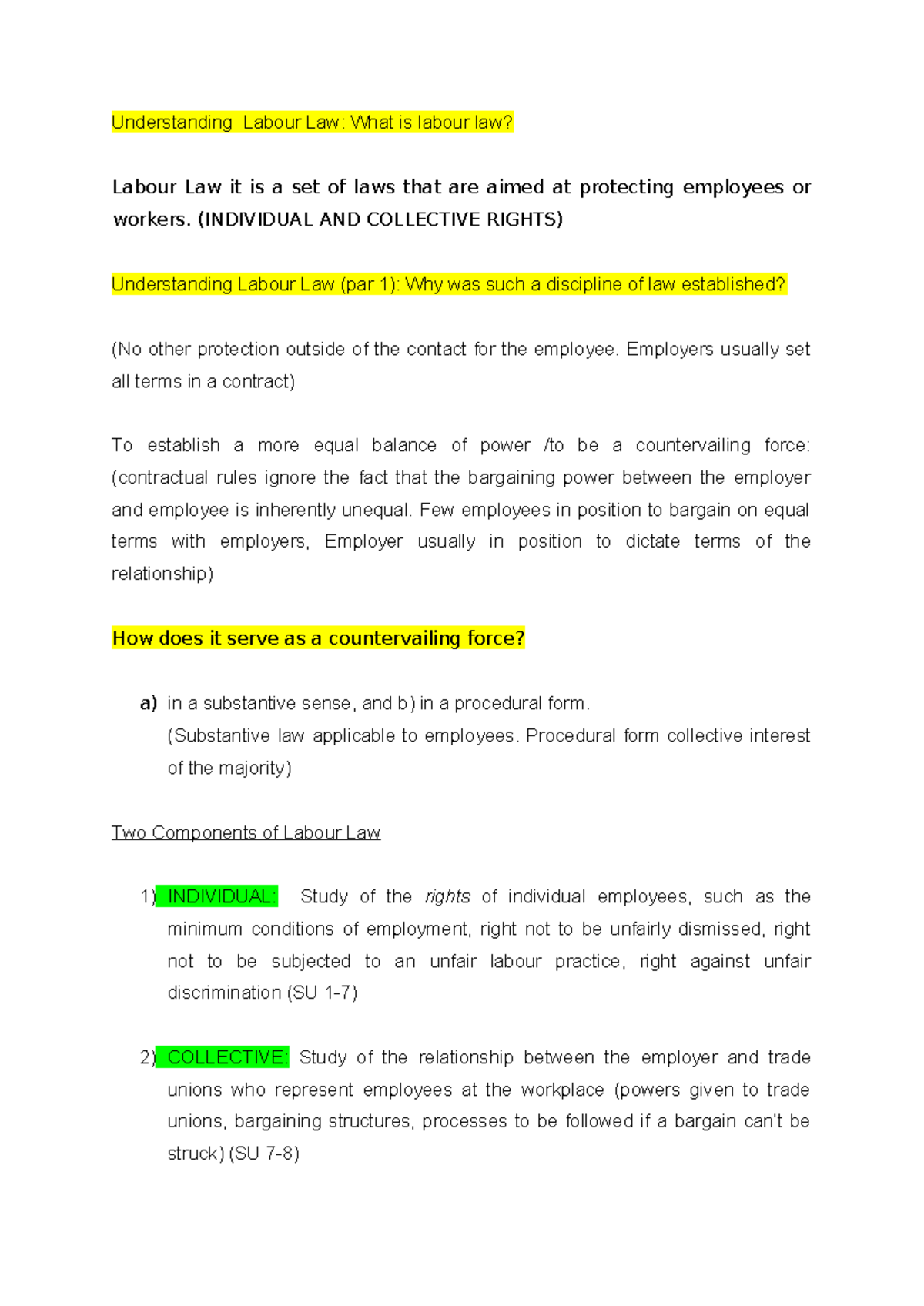ABR 410 Study Unit 1 - Understanding Labour Law: What is labour law ...