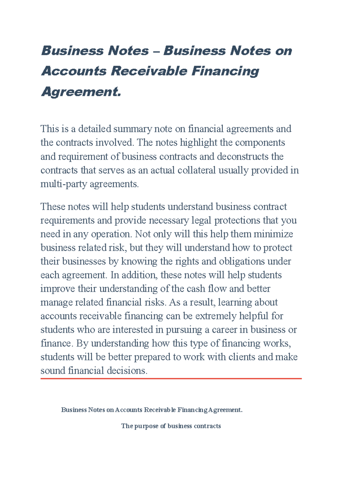 6business notes on accounts receivable financing agreement - Business ...