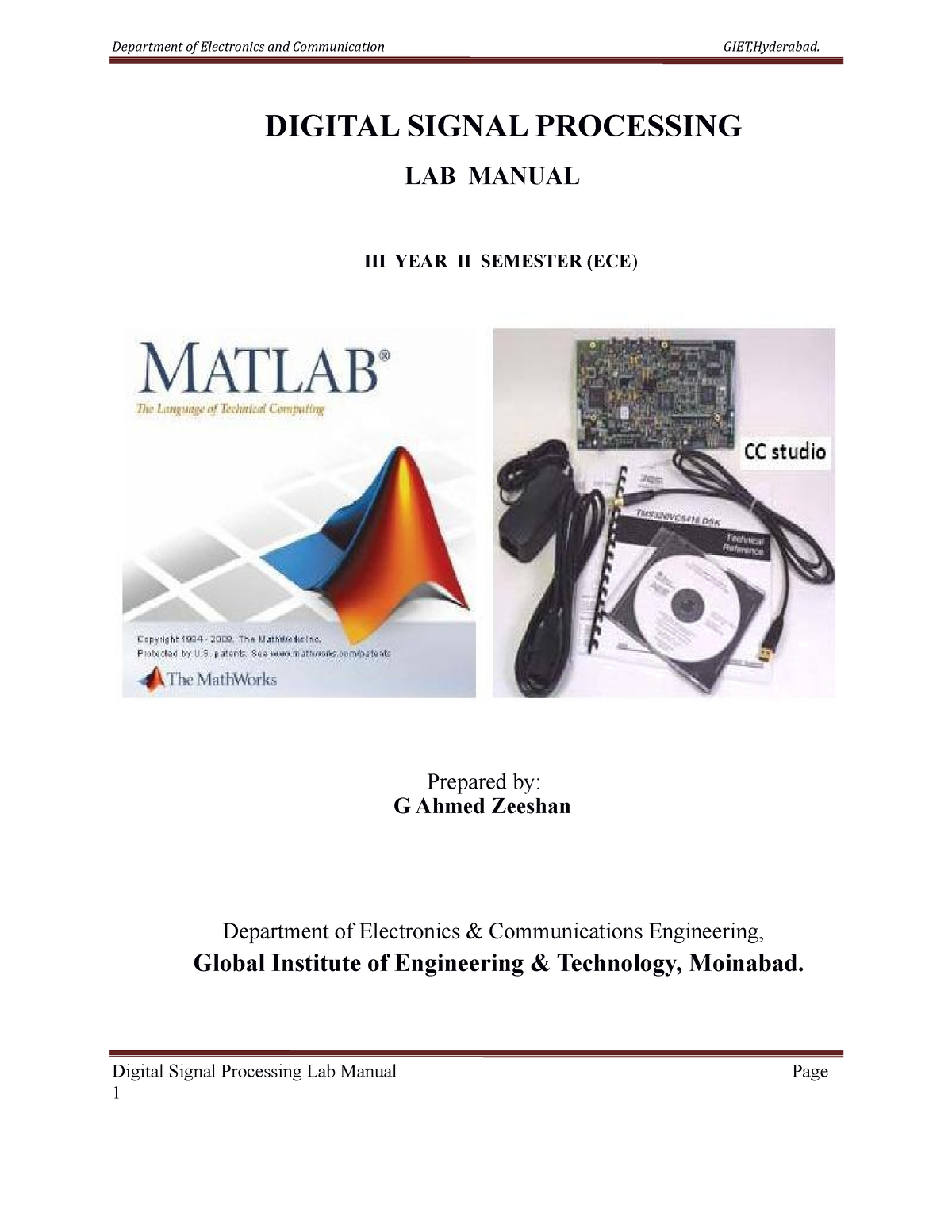 dsp lab experiments using matlab pdf